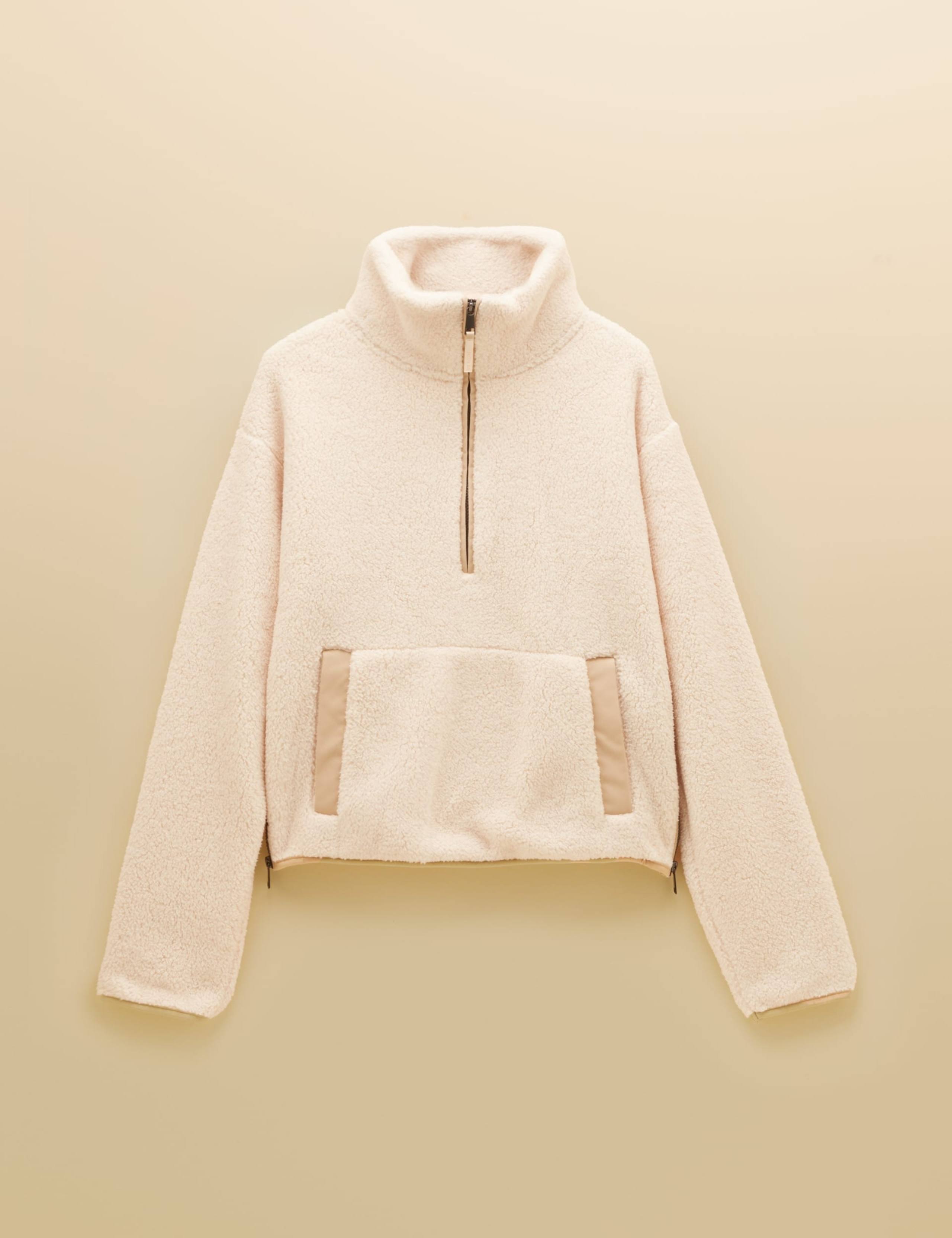Borg Relaxed Cropped Quarter Zip Sweatshirt 7 of 8