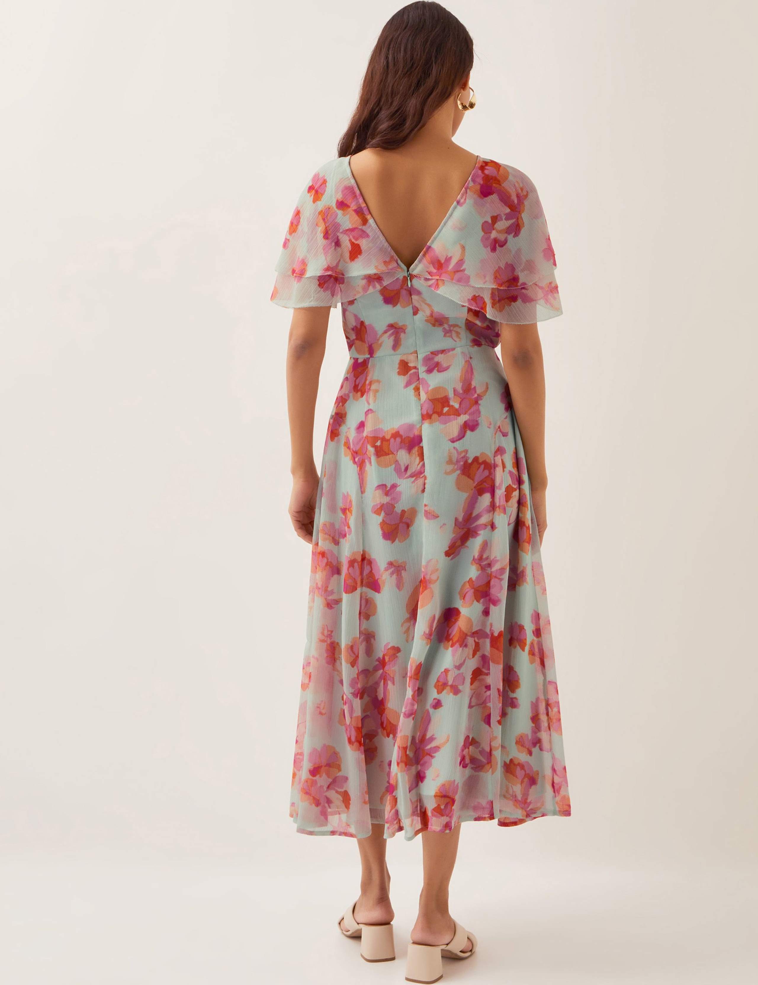 Floral Print Round Neck Midi Dress 5 of 5