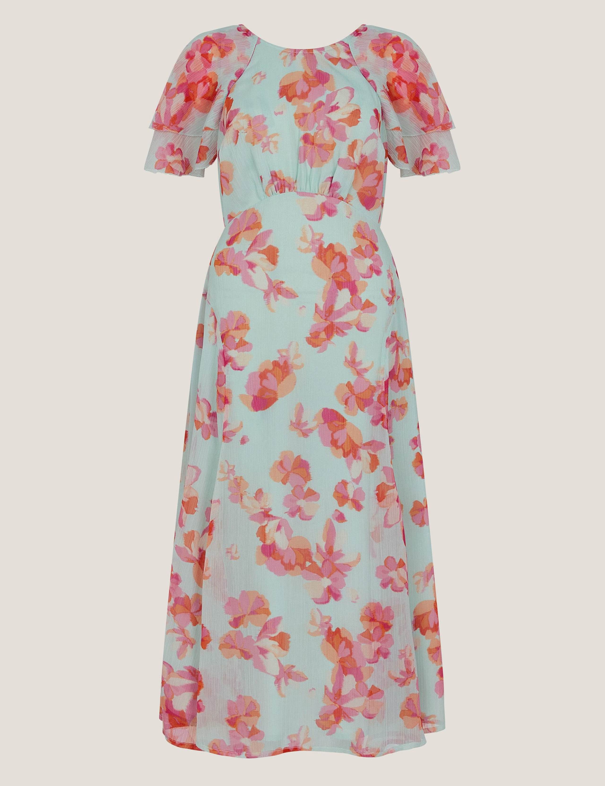 Floral Print Round Neck Midi Dress 2 of 5