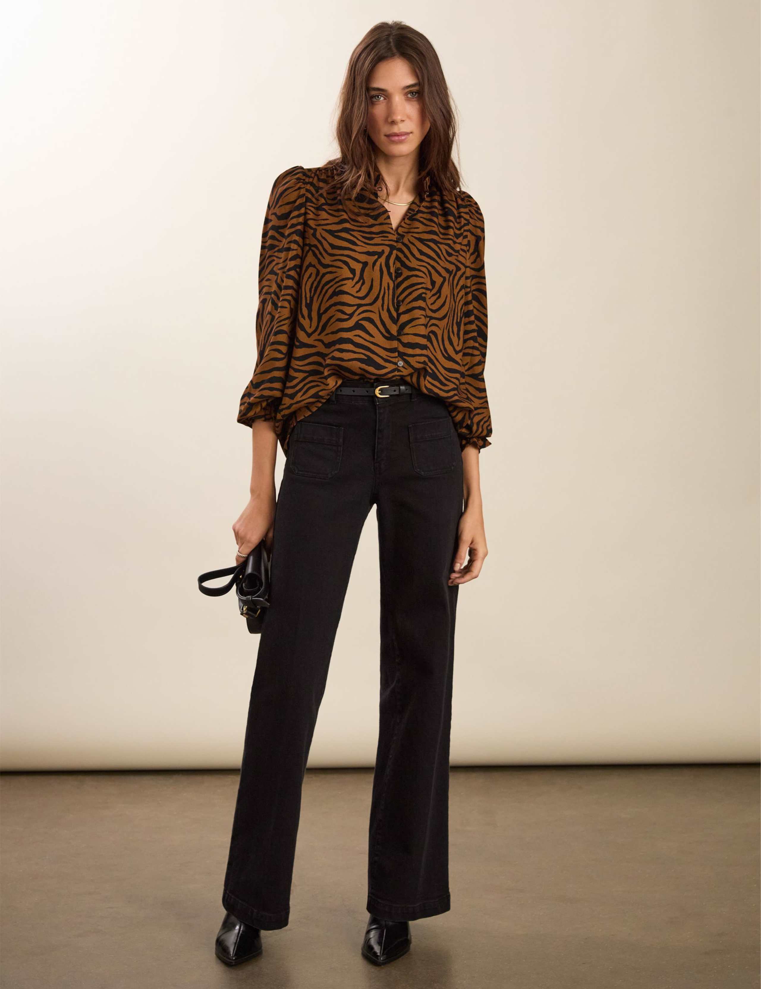 Animal Print Frill Neck Blouse 3 of 4