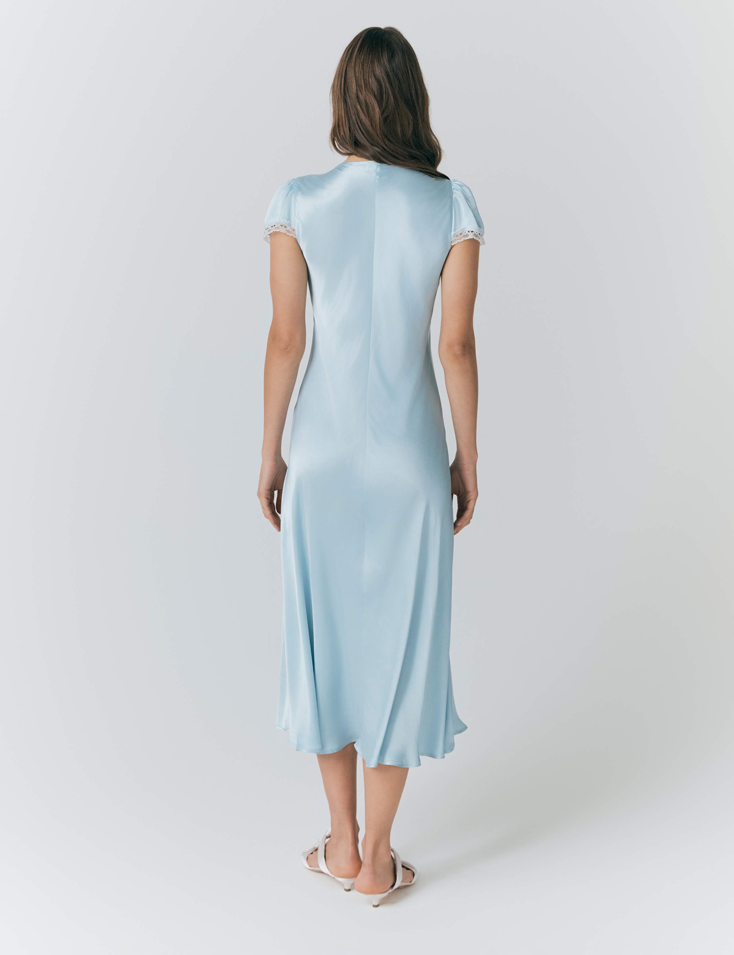 Satin V-Neck Midaxi Tea Dress 2 of 5