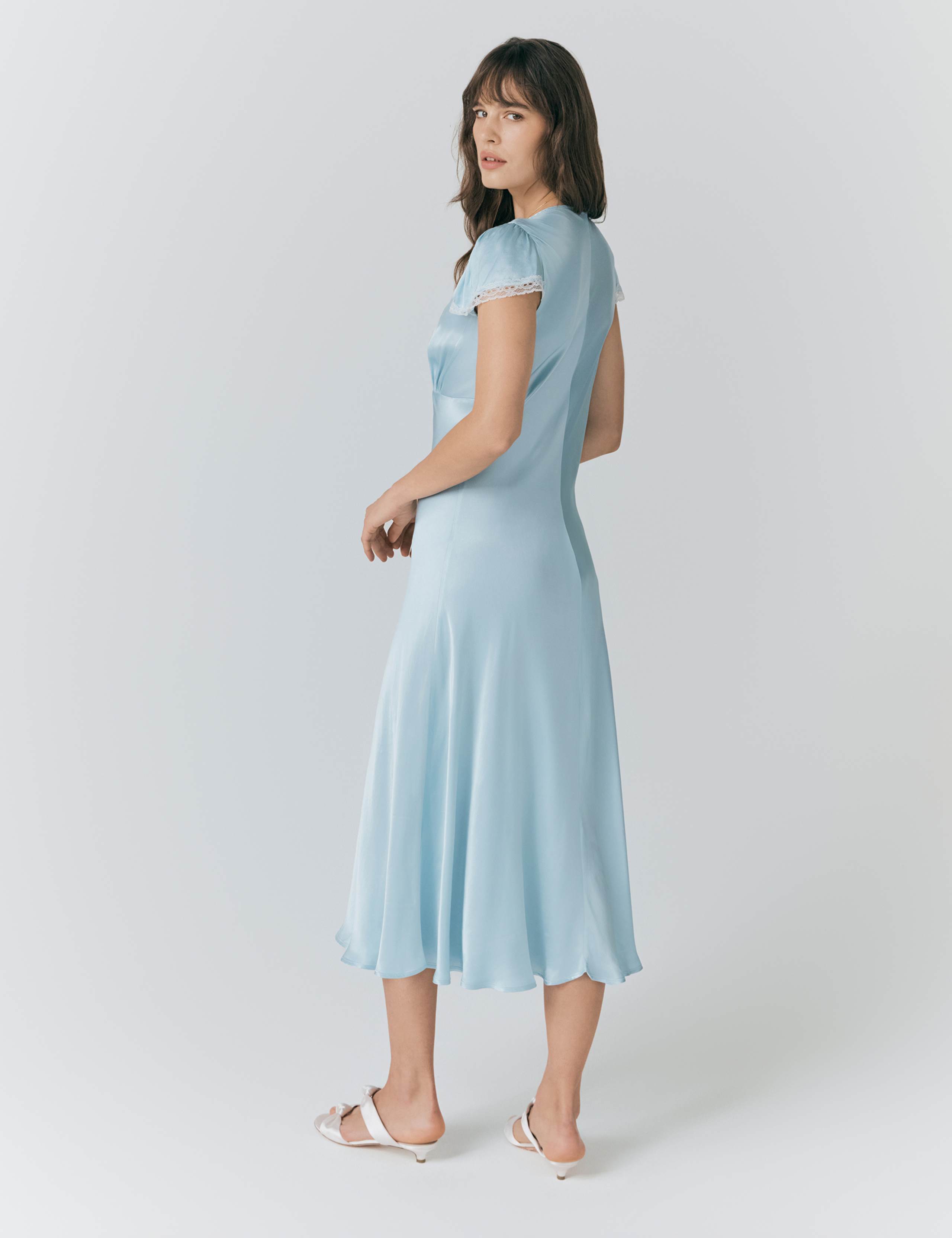 Satin V-Neck Midaxi Tea Dress 3 of 5