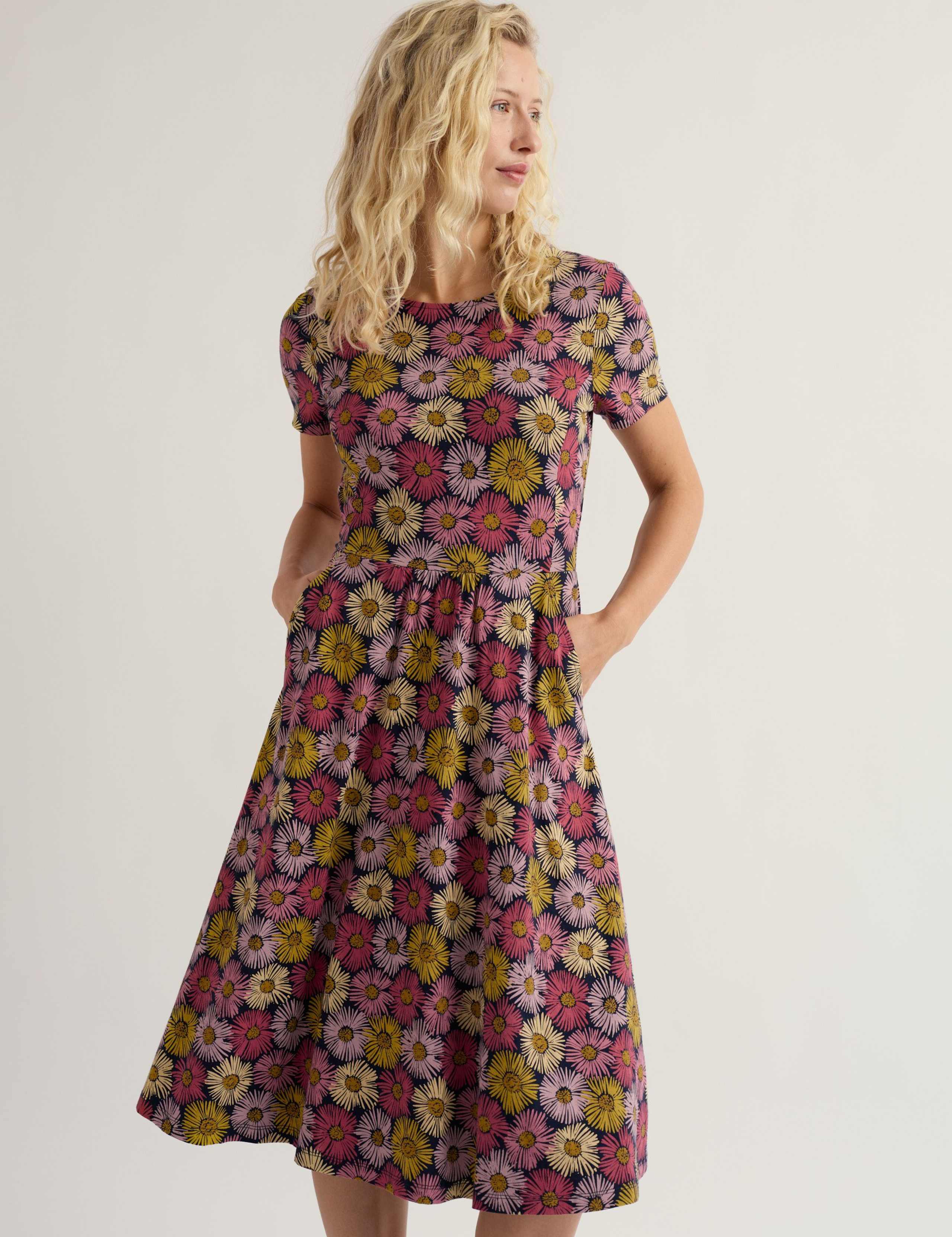 Cotton Rich Floral Knee Length T-Shirt Dress 1 of 5