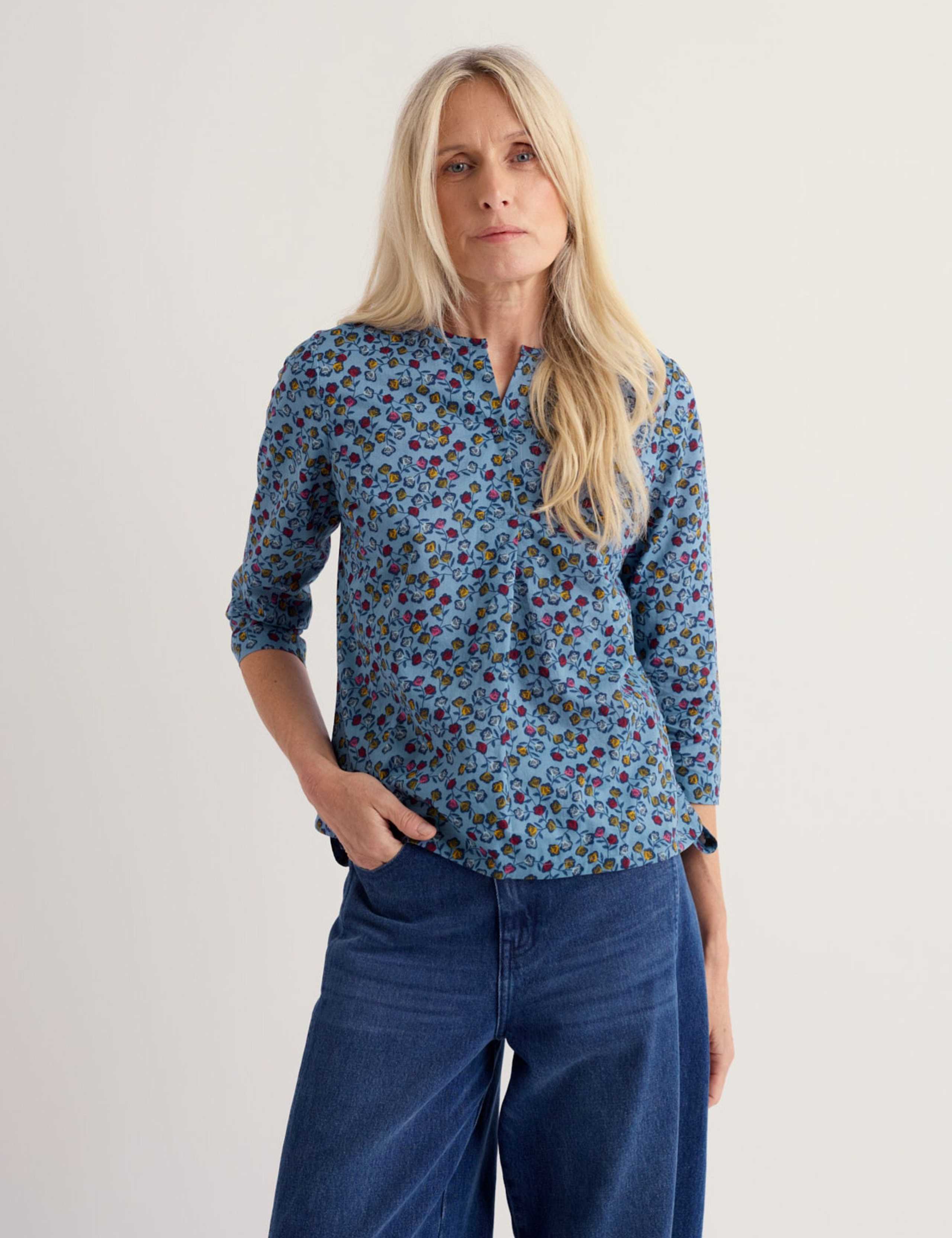 Jersey Ditsy Floral Notch Neck Top 5 of 5