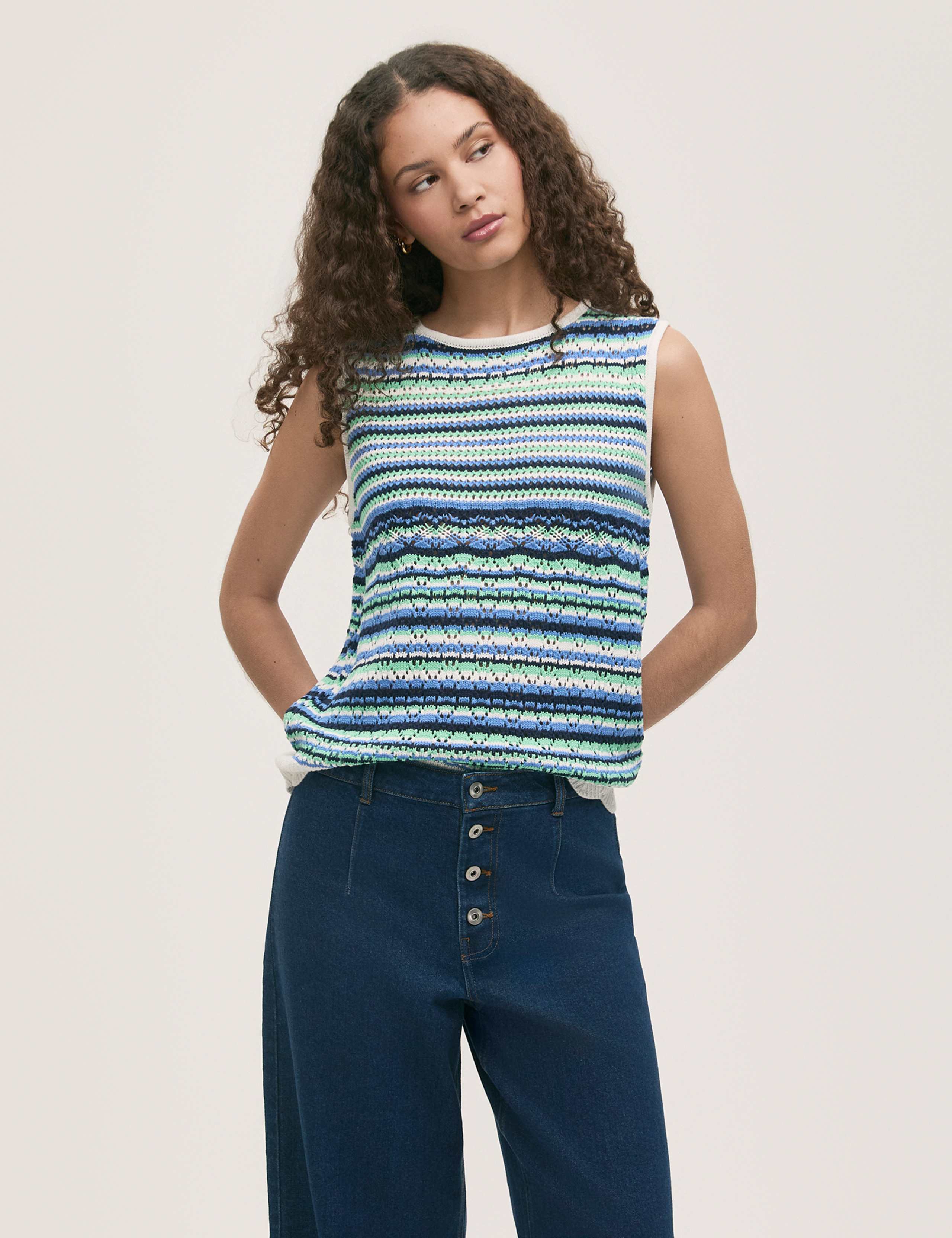 Pure Cotton Broderie Knitted Vest 3 of 4