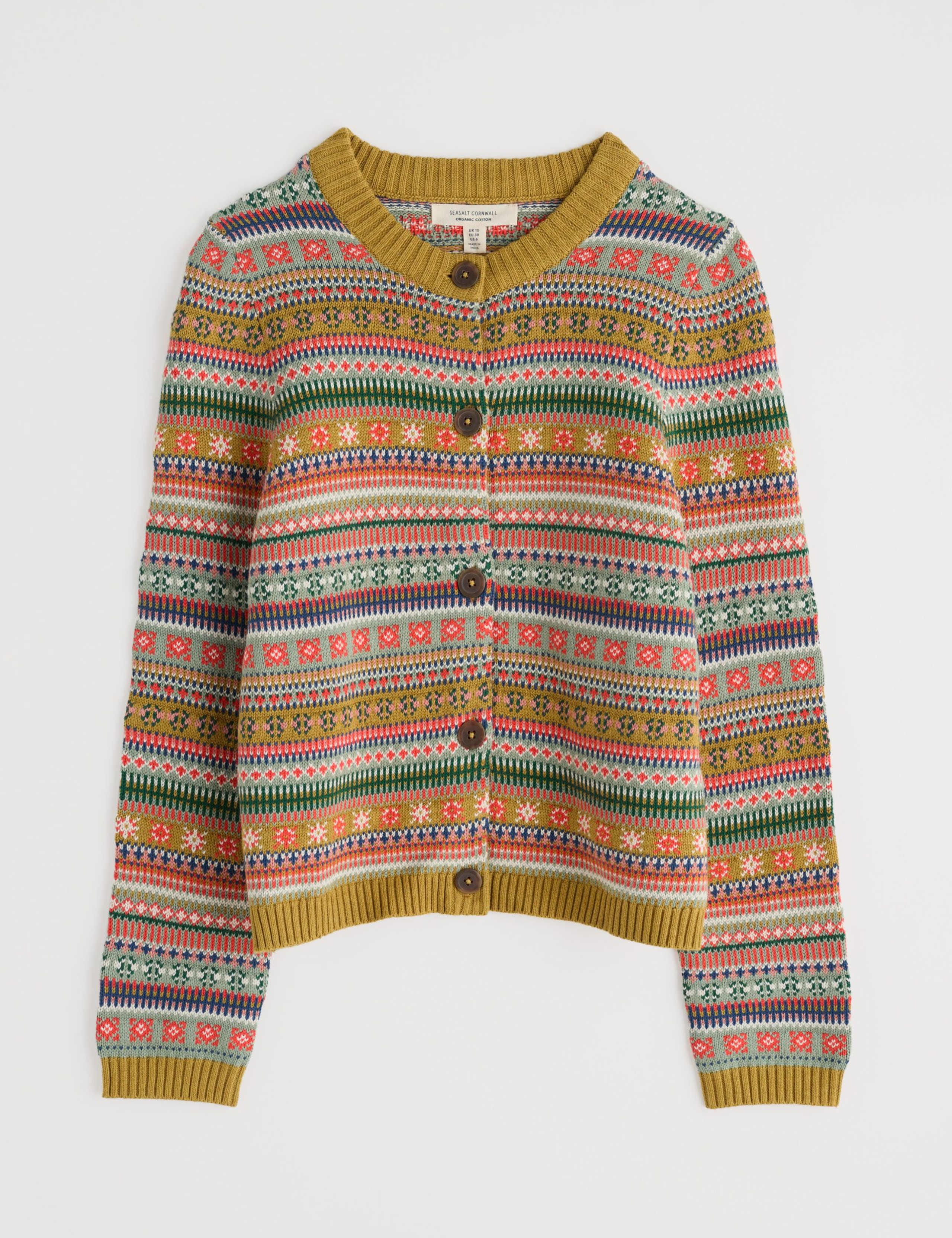 Pure Cotton Fair Isle Button Front Cardigan 2 of 6