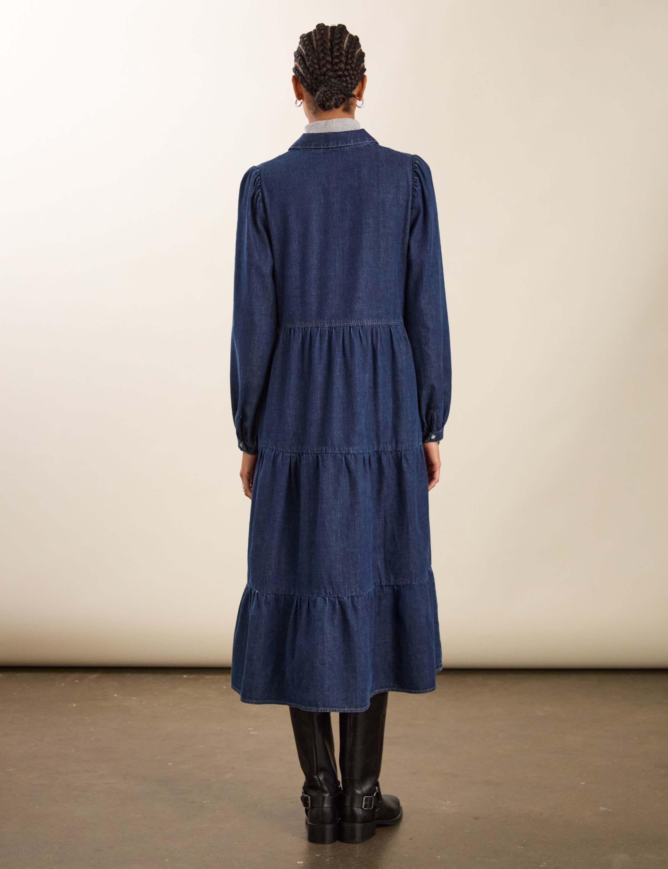 Pure Cotton Denim Midi Relaxed Dress 4 of 4