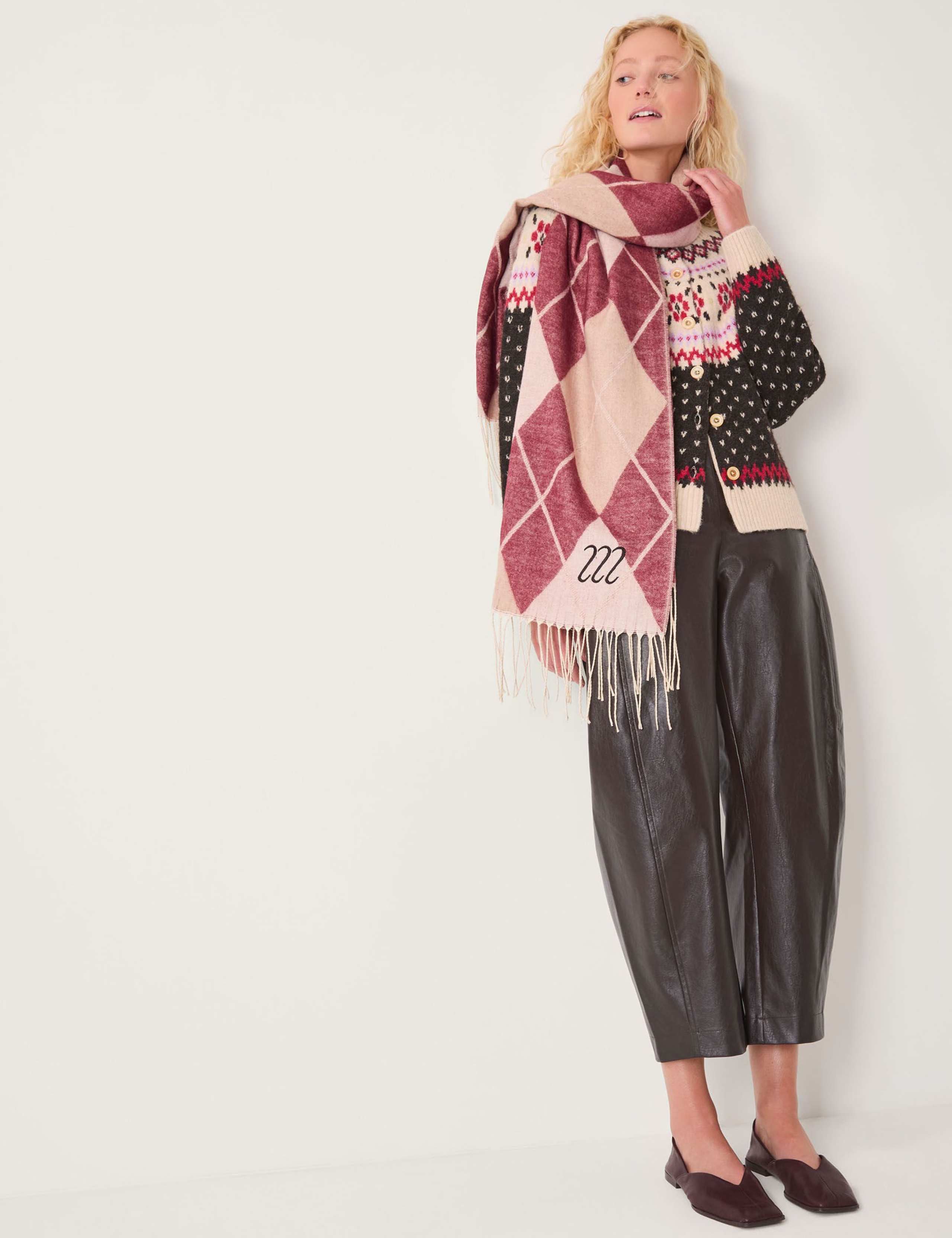 Fair Isle Crew Neck Button Front Cardigan 2 of 5