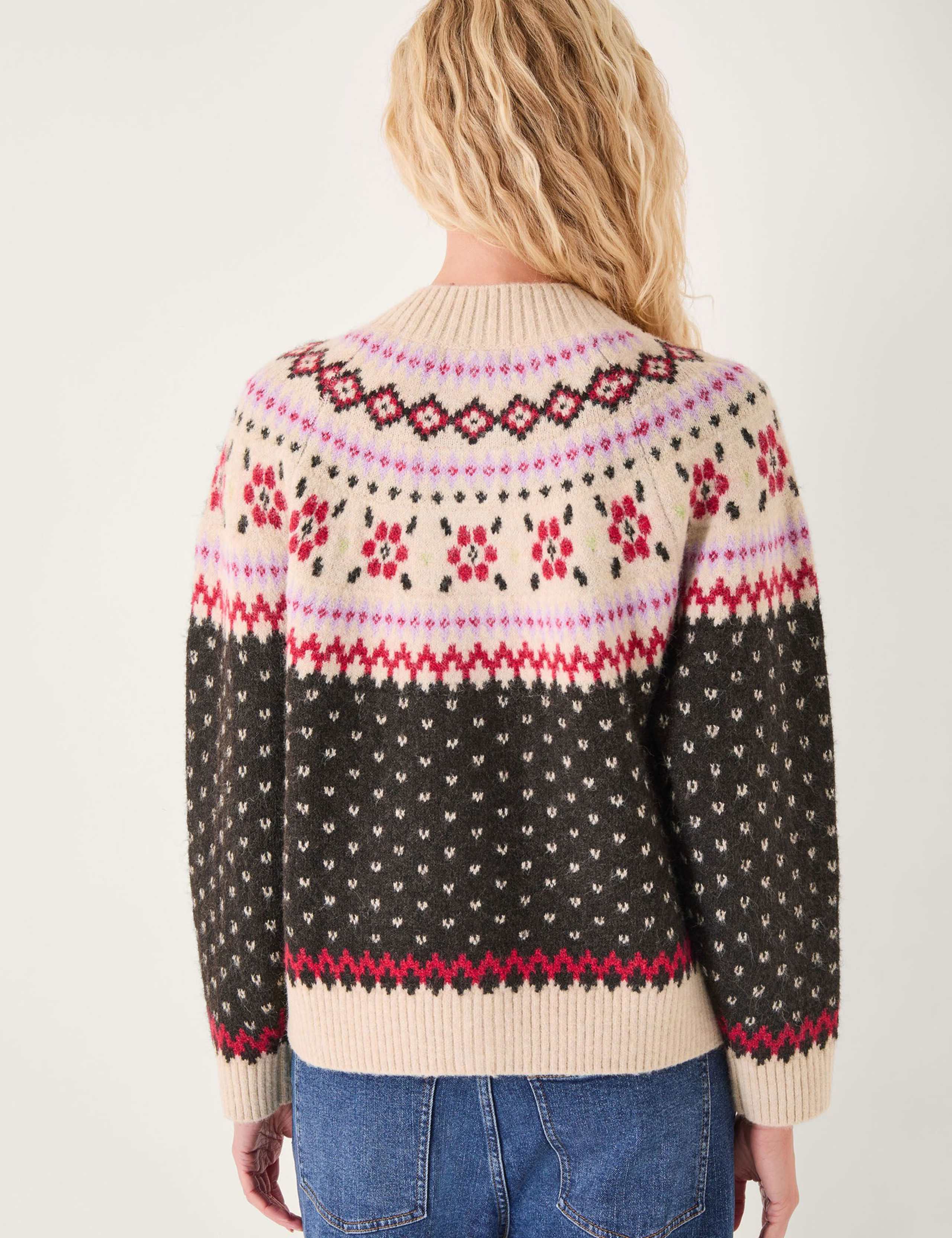 Fair Isle Crew Neck Button Front Cardigan 4 of 5