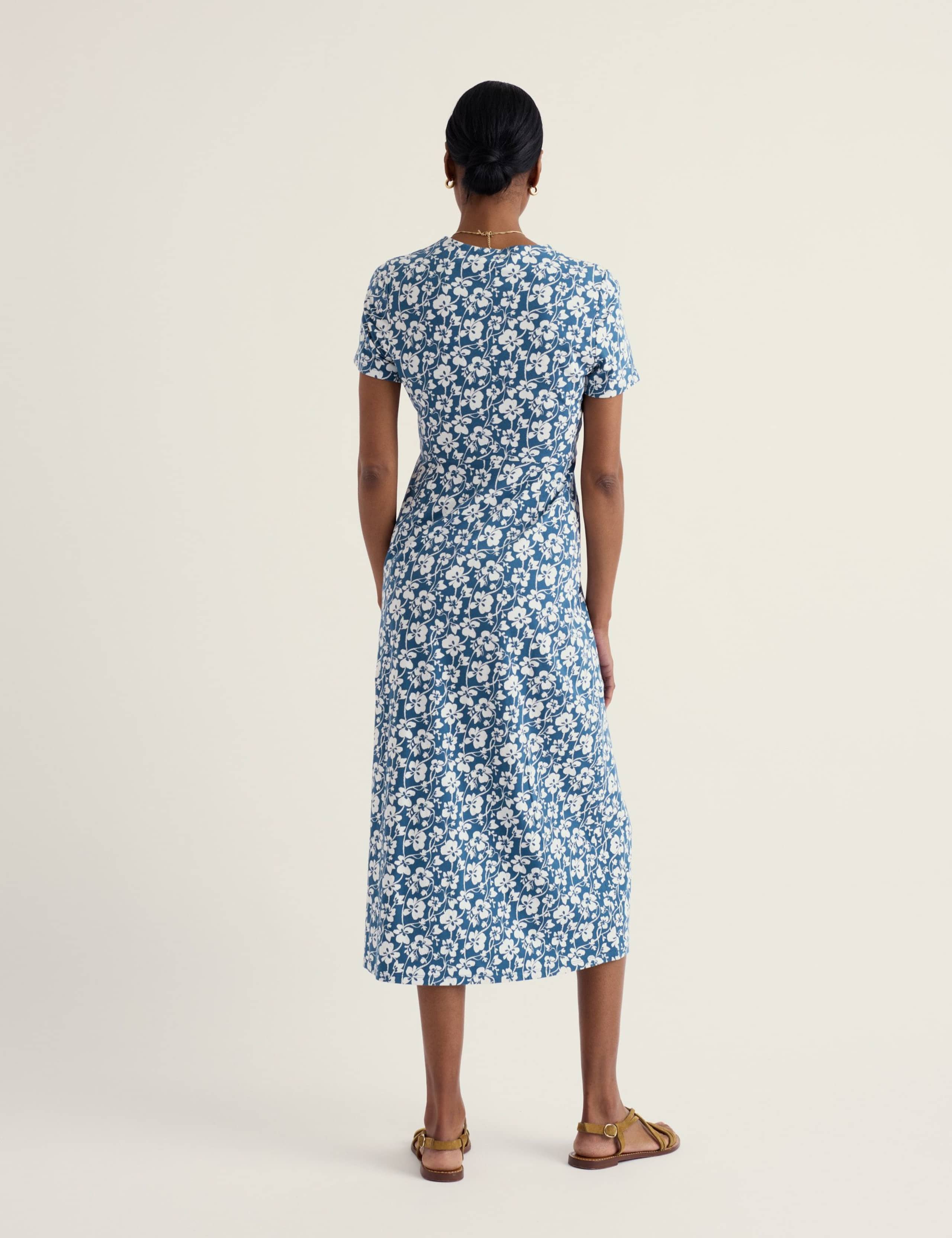 Cotton Rich Floral Midi Waisted Dress 3 of 5