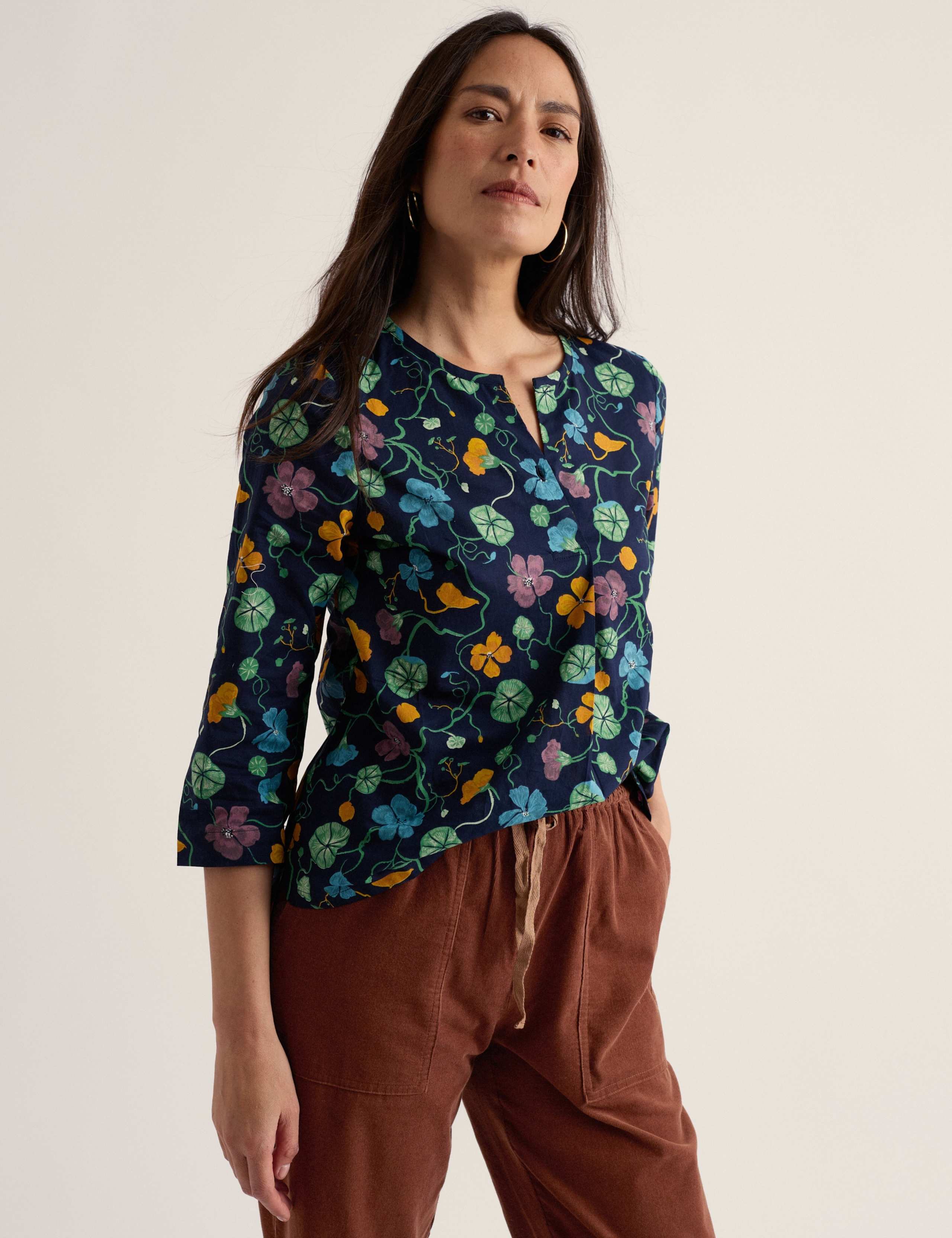 Jersey Floral Notch Neck Top 3 of 5