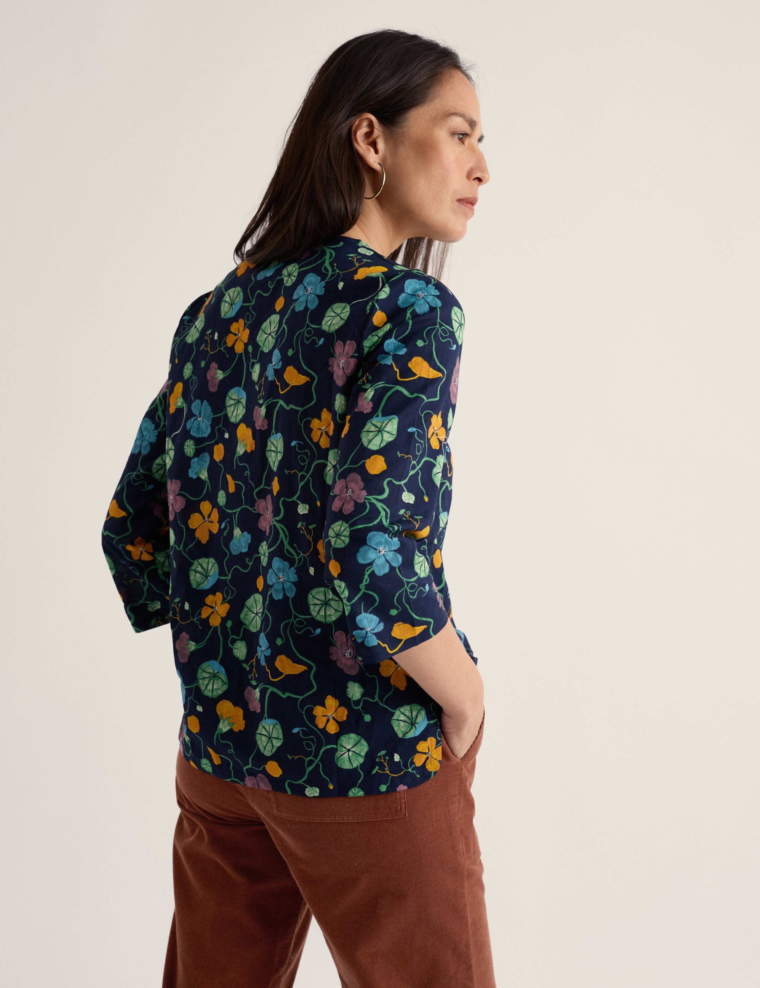 Jersey Floral Notch Neck Top 5 of 5