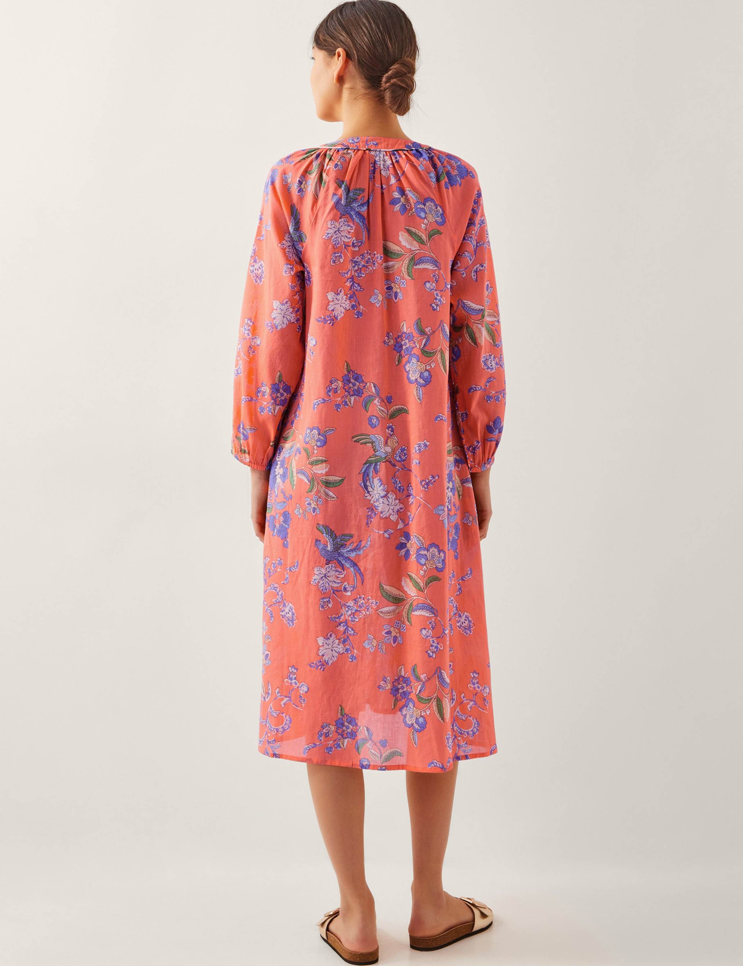 Pure Cotton Floral Midi Tea Dress 4 of 4