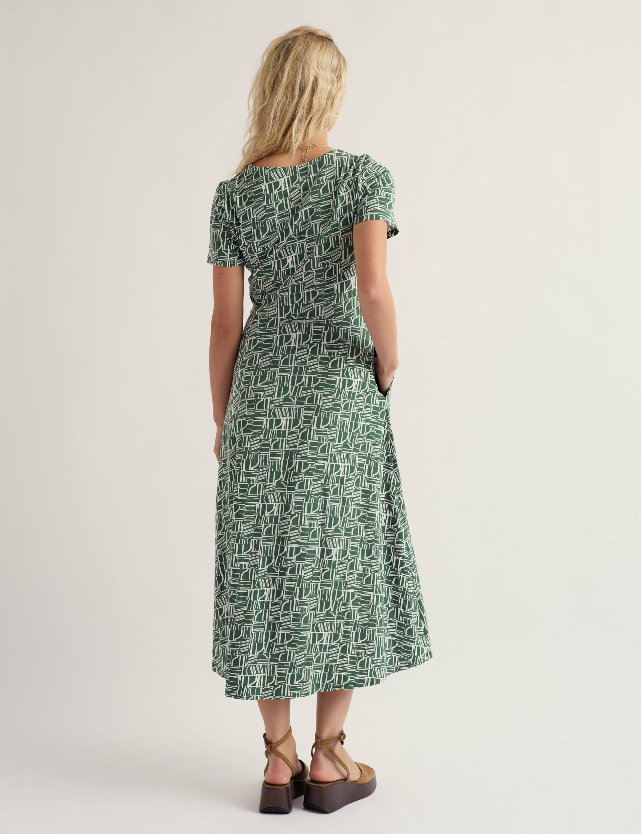 Cotton Rich Printed Midi Waisted Dress 3 of 5