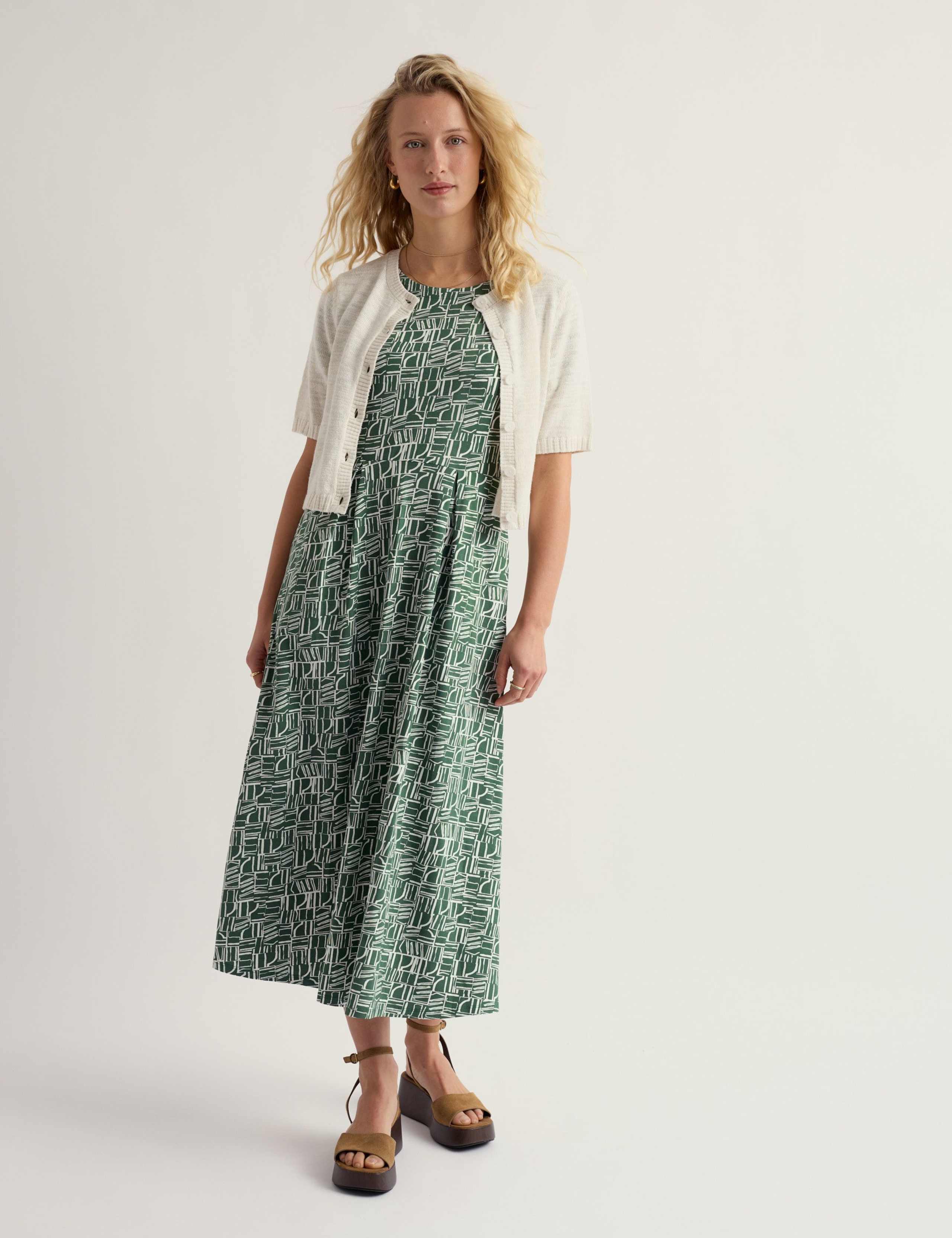 Cotton Rich Printed Midi Waisted Dress 4 of 5