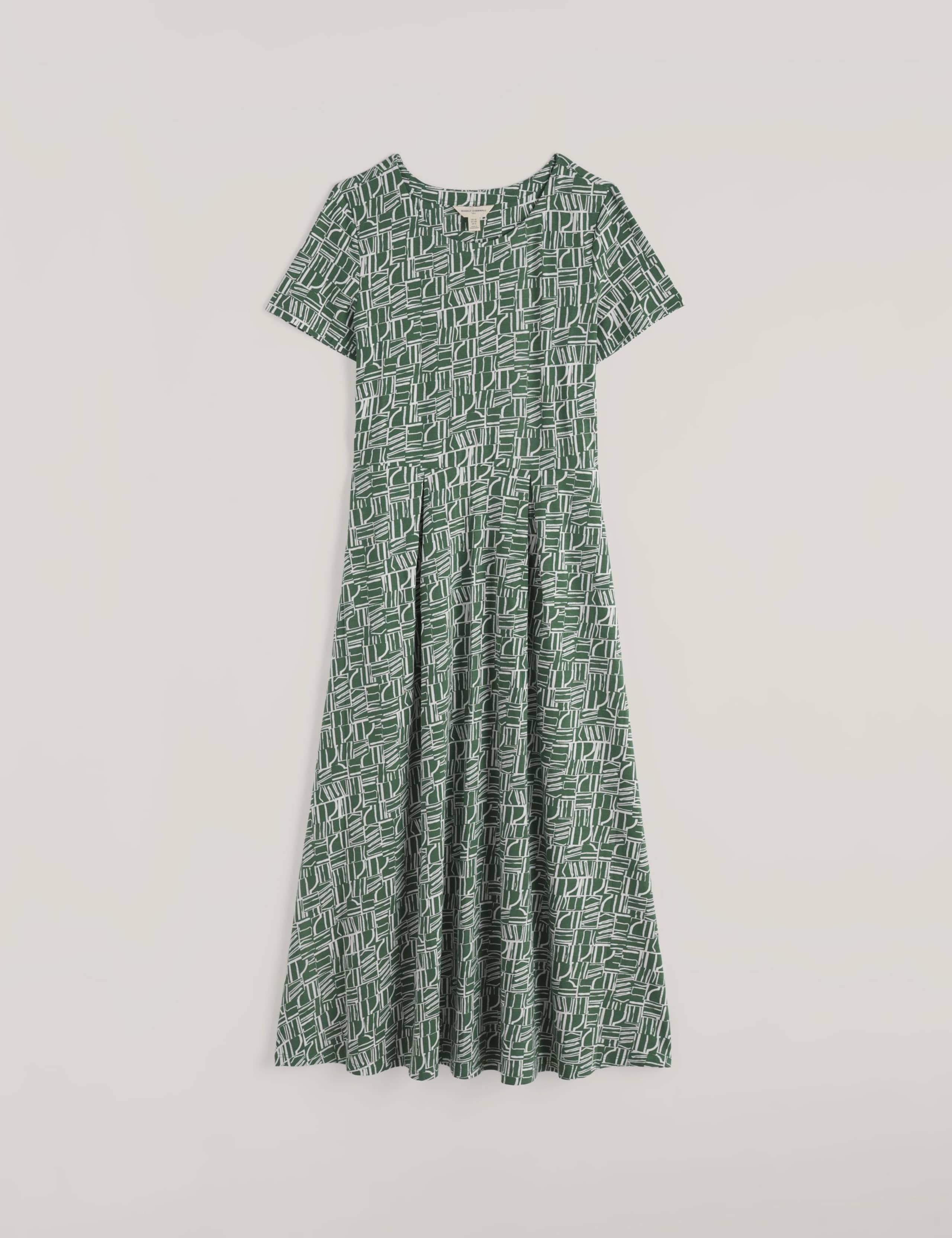 Cotton Rich Printed Midi Waisted Dress 2 of 5