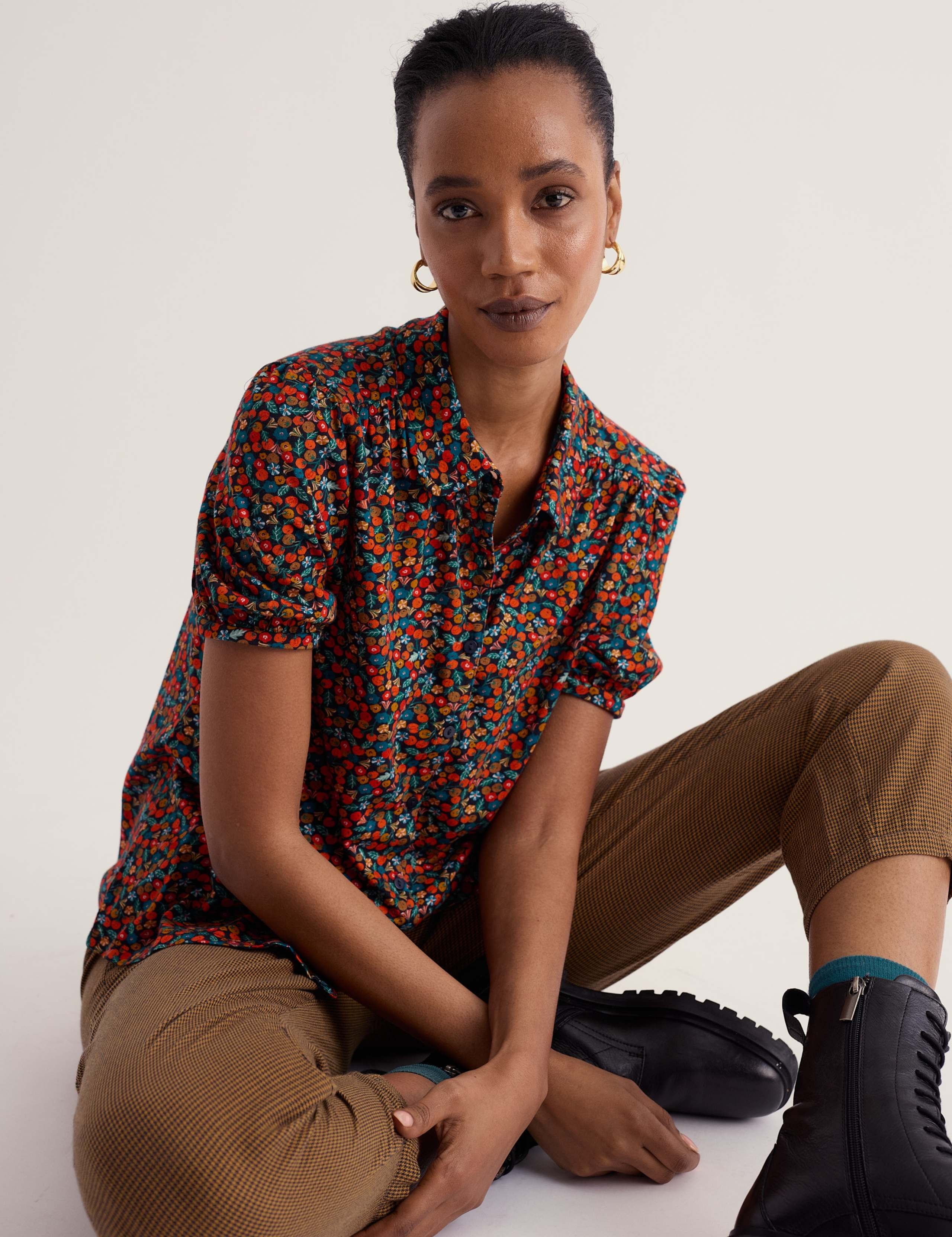 Lyocell Rich Ditsy Floral Fitted Shirt 3 of 5