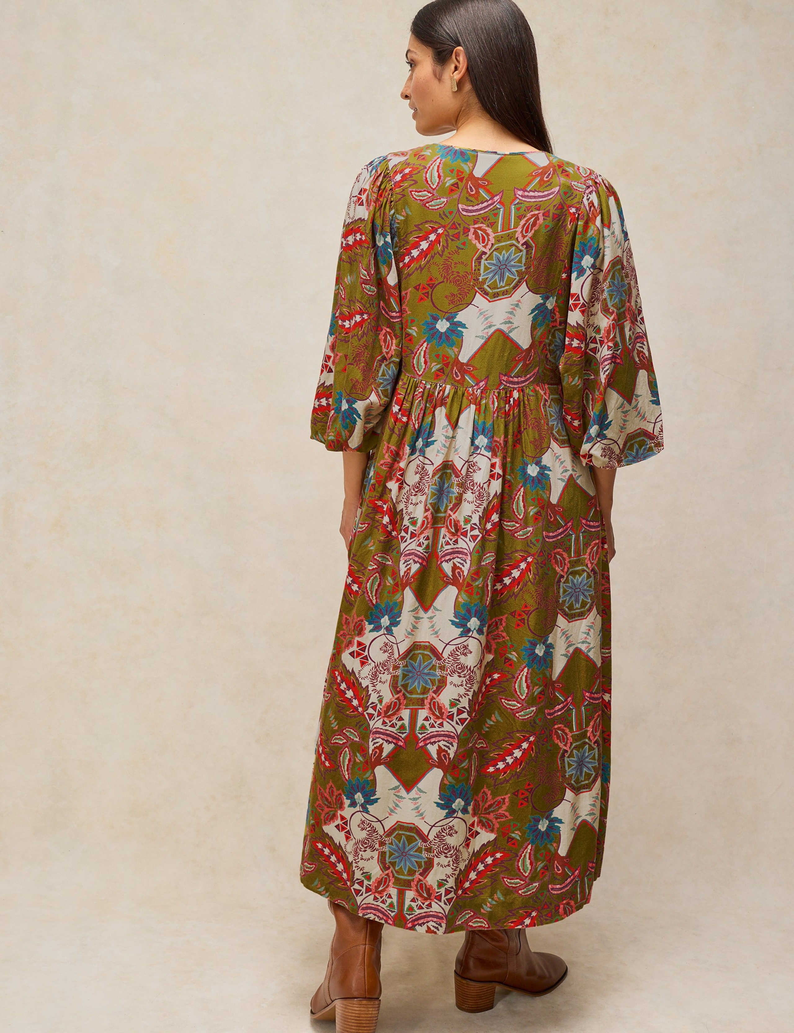 Printed V Neck Midi Tea Dress 5 of 6