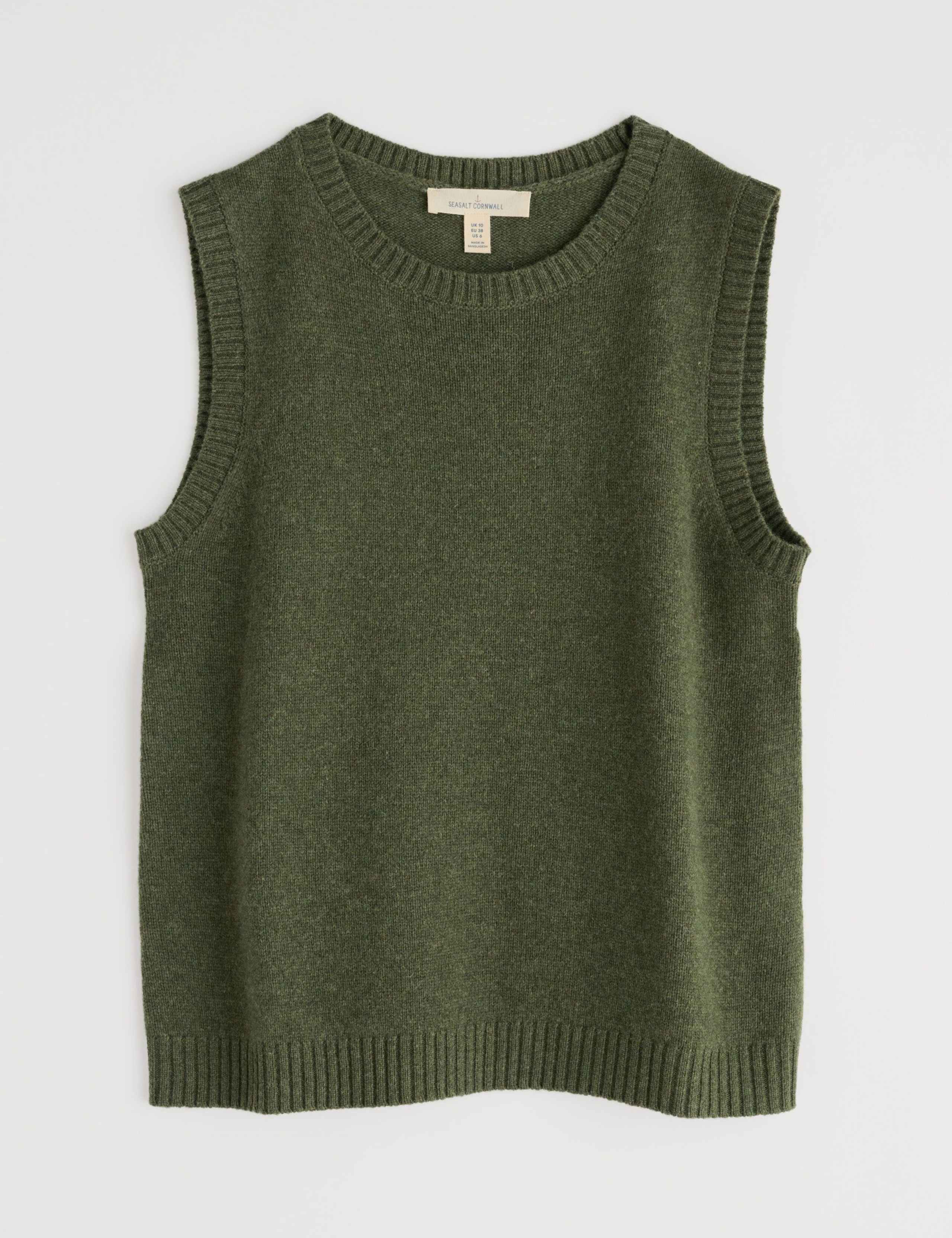 Merino Wool Rich Crew Neck Knitted Vest 2 of 5