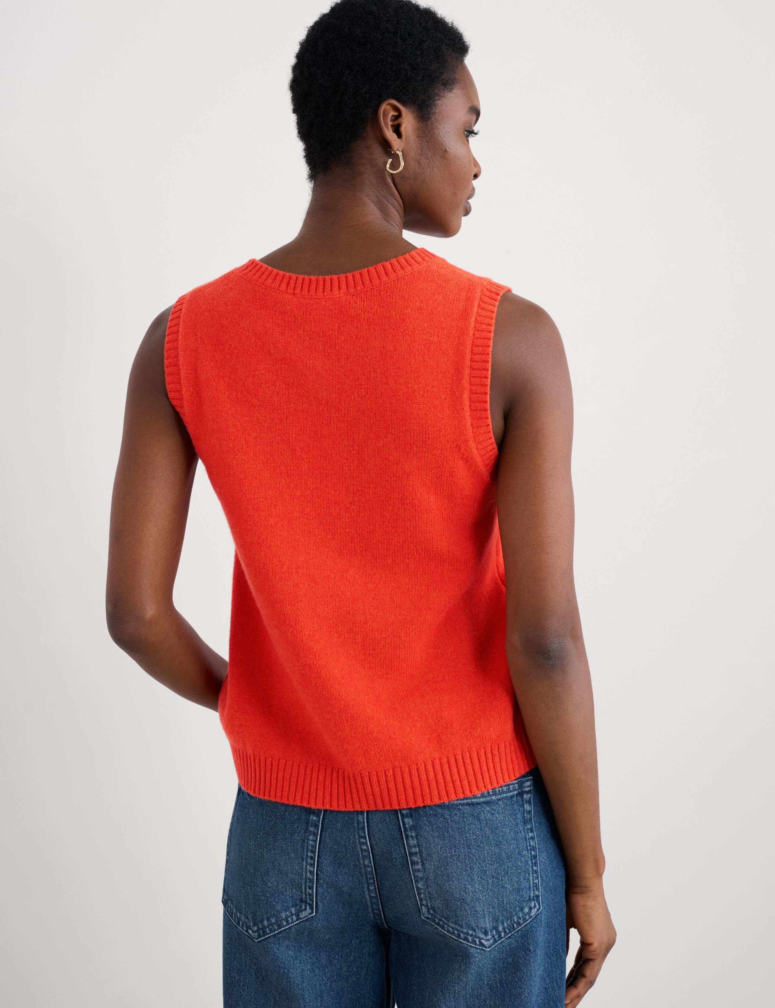 Merino Wool Rich Crew Neck Knitted Vest 3 of 5