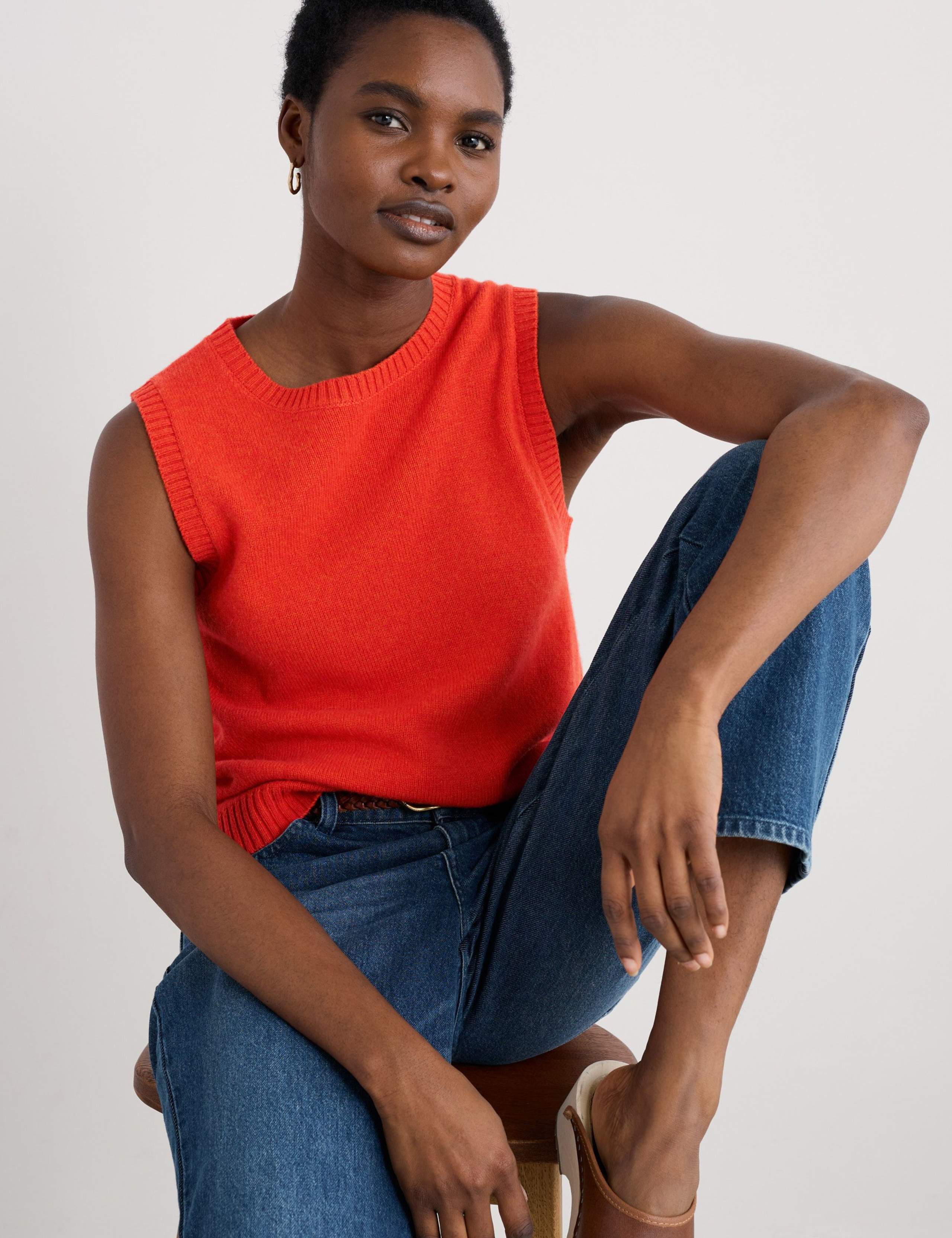 Merino Wool Rich Crew Neck Knitted Vest 4 of 5