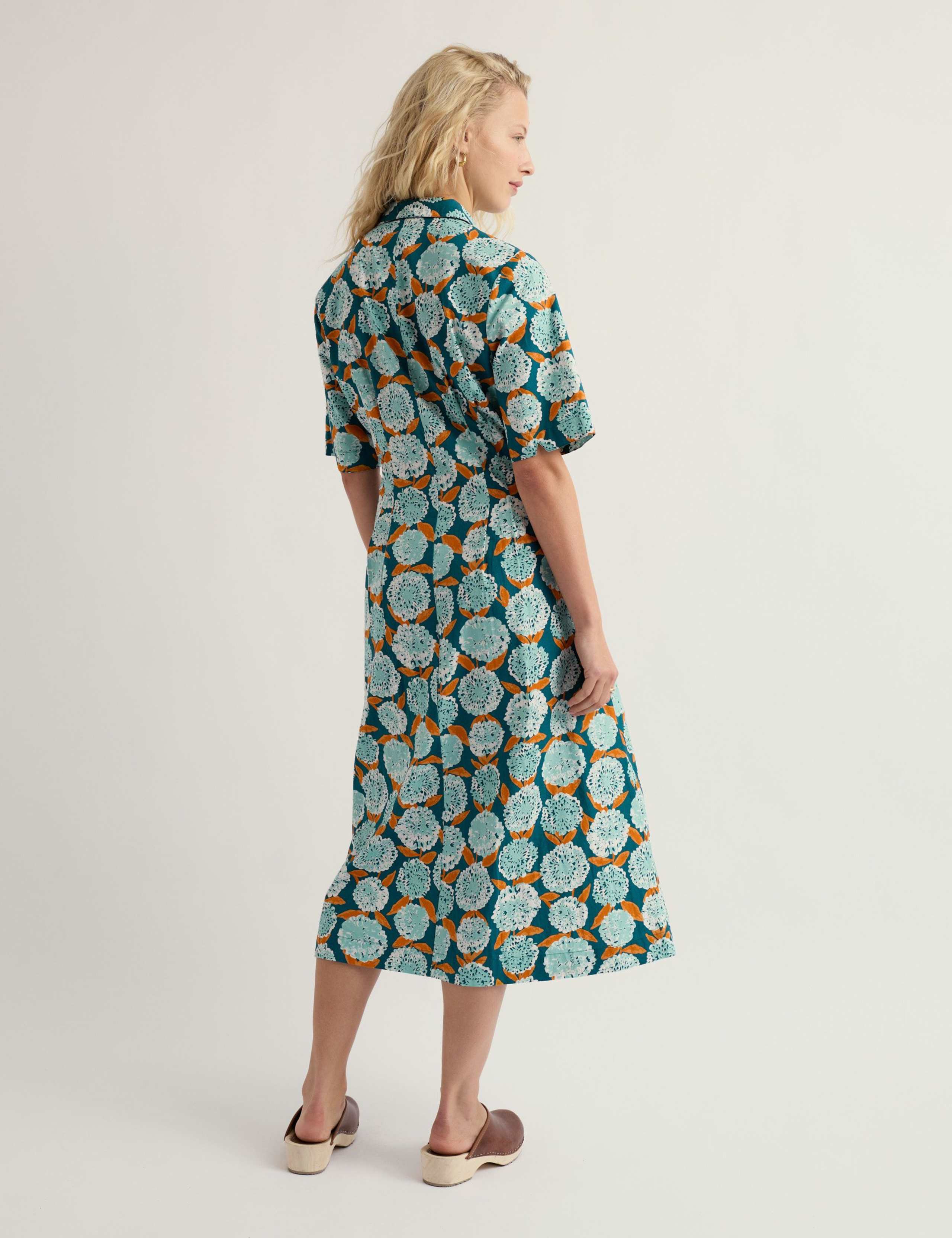 Pure Cotton Floral Midi Shirt Dress 4 of 6