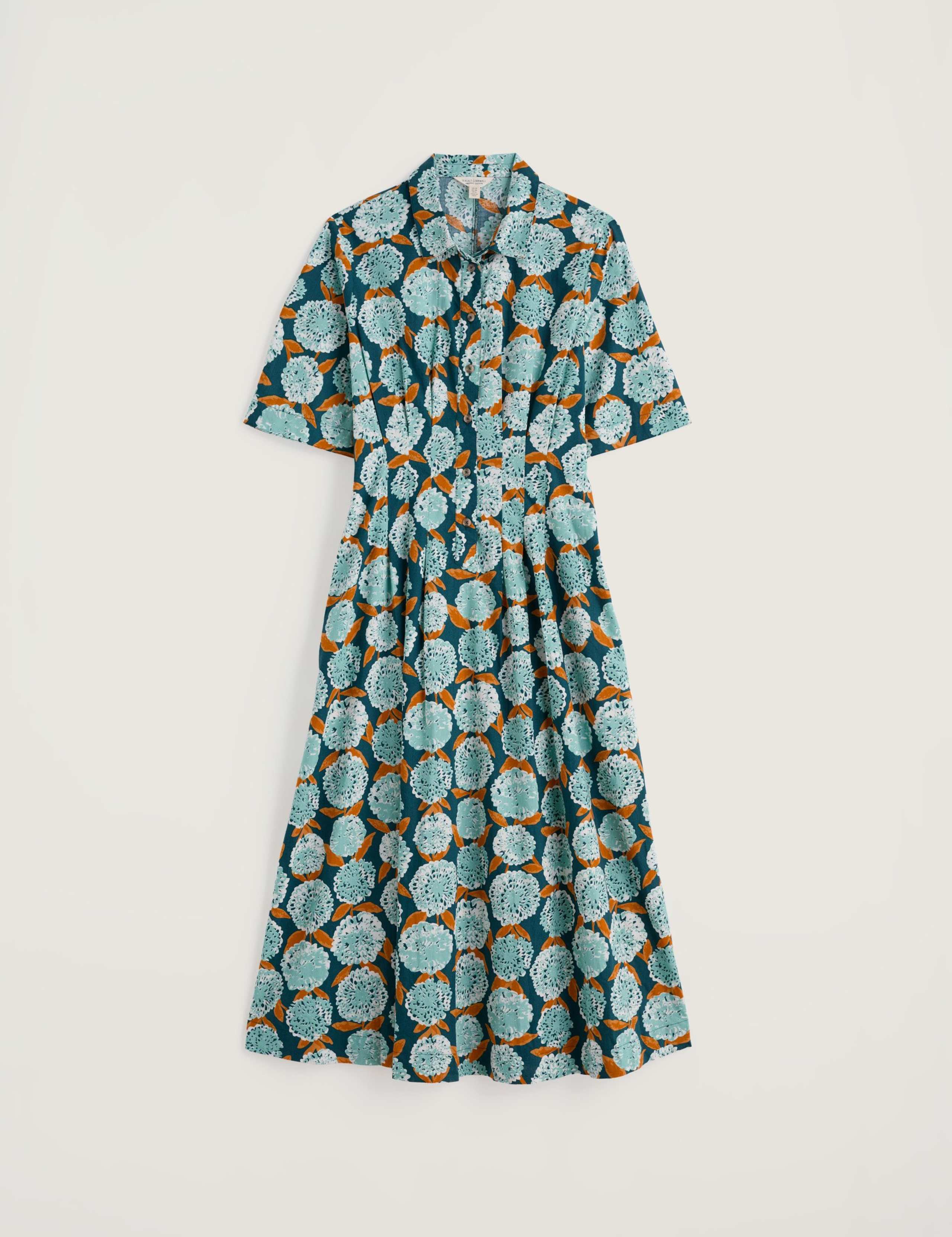 Pure Cotton Floral Midi Shirt Dress 2 of 6