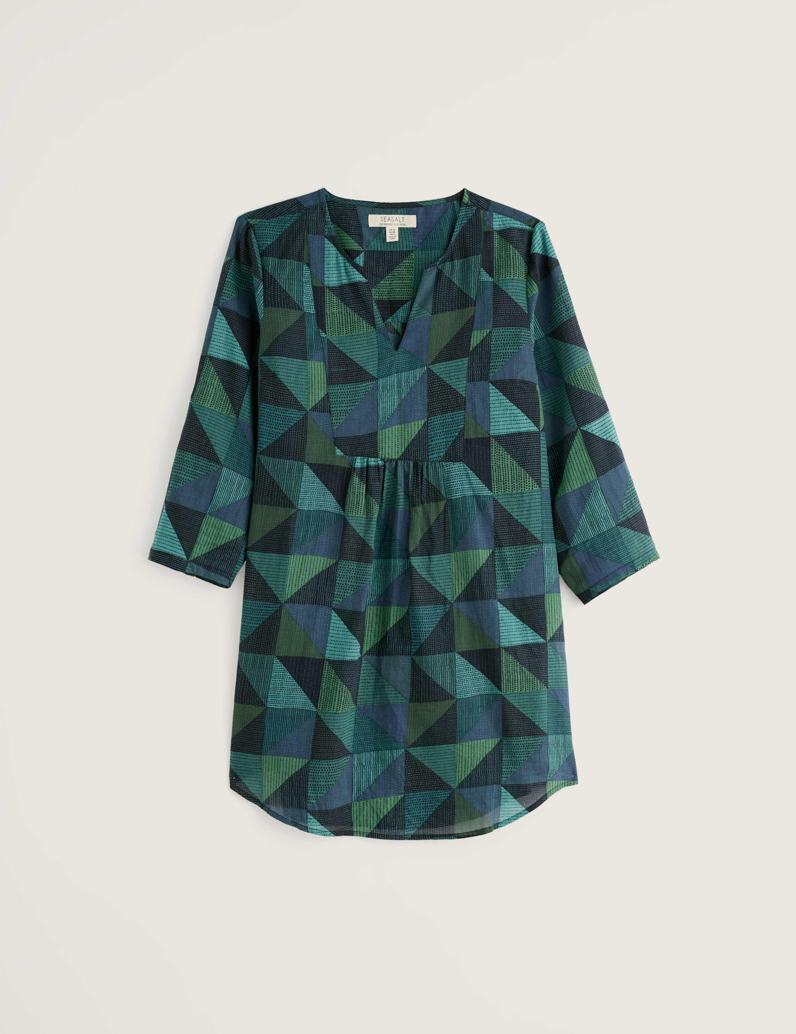 Pure Cotton Geometric V-Neck Tunic 2 of 5