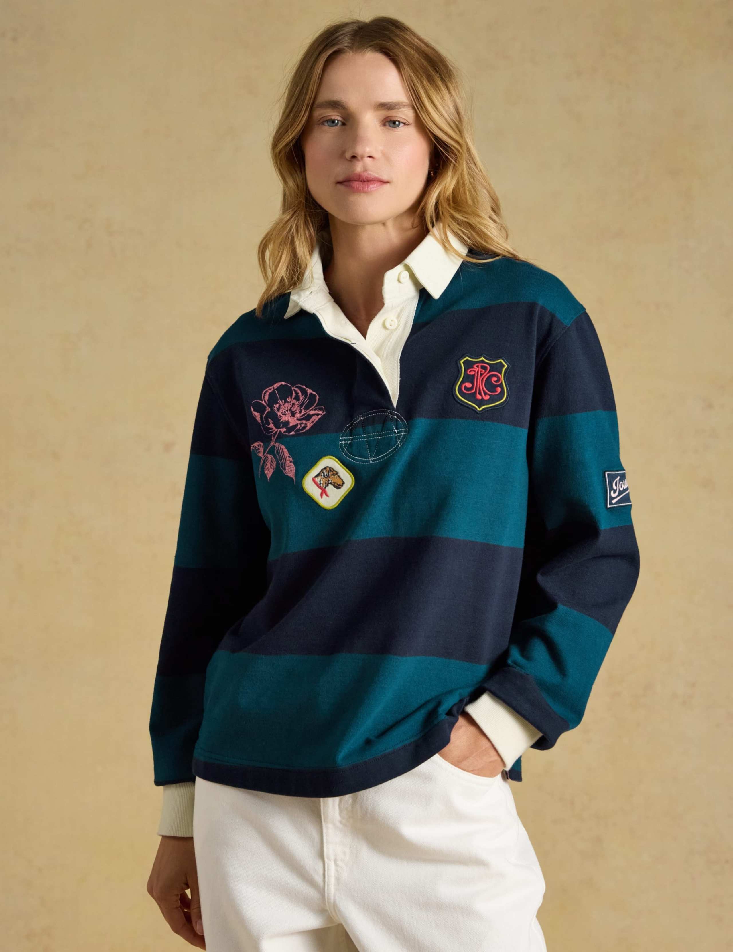 Pure Cotton Striped Collared Rugby Top 1 of 9