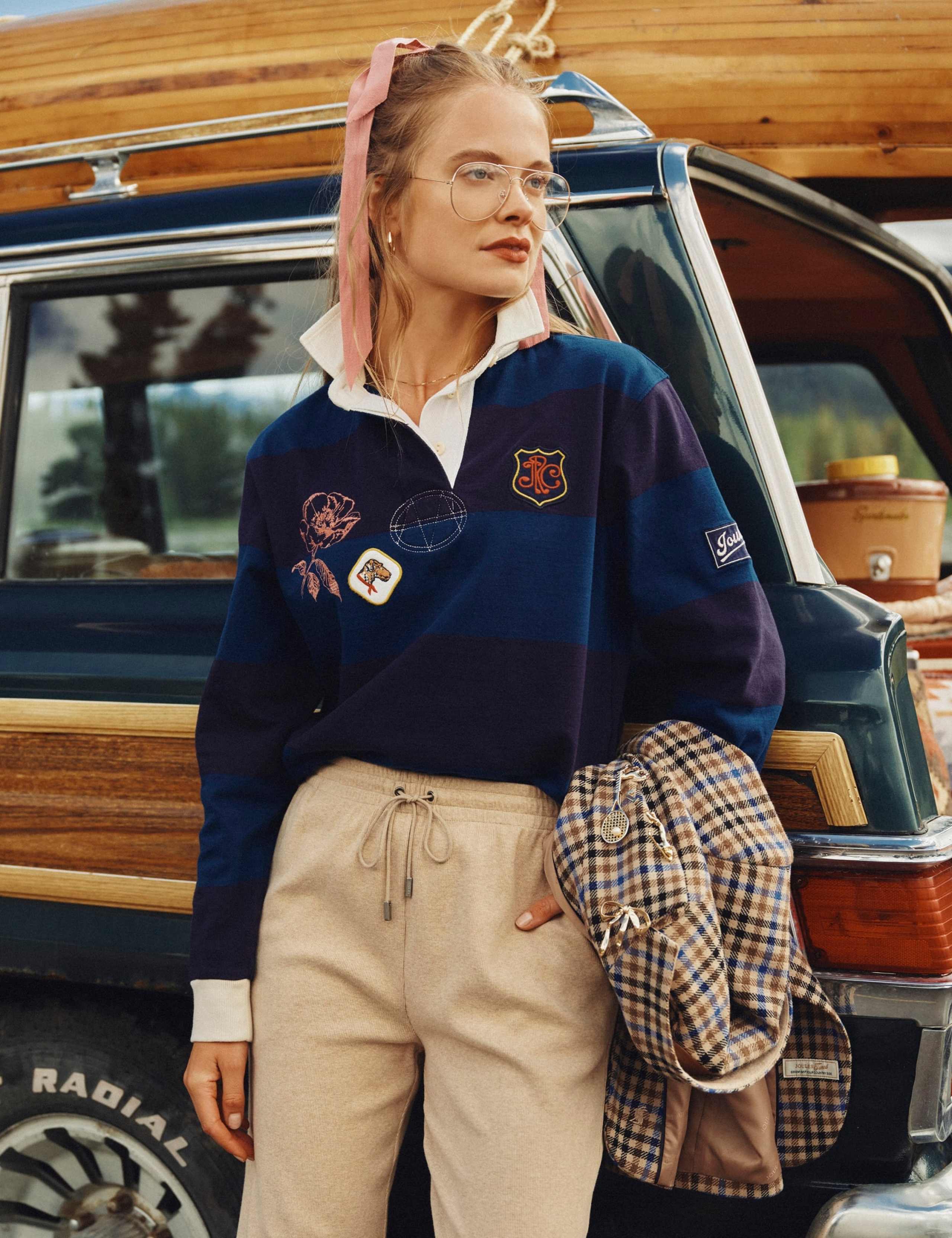 Pure Cotton Striped Collared Rugby Top 3 of 9