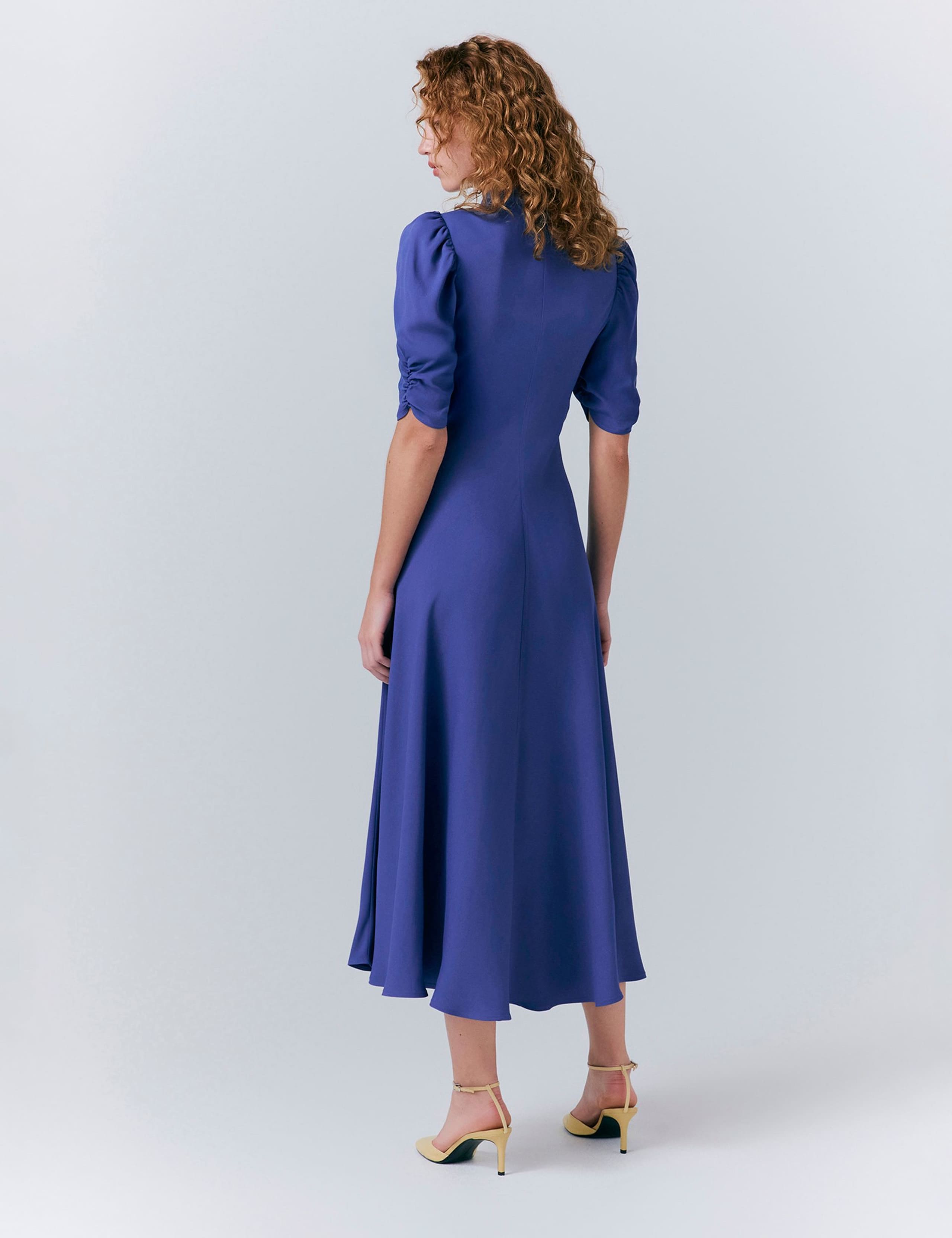 Crepe V-Neck Midi Tea Dress 3 of 5