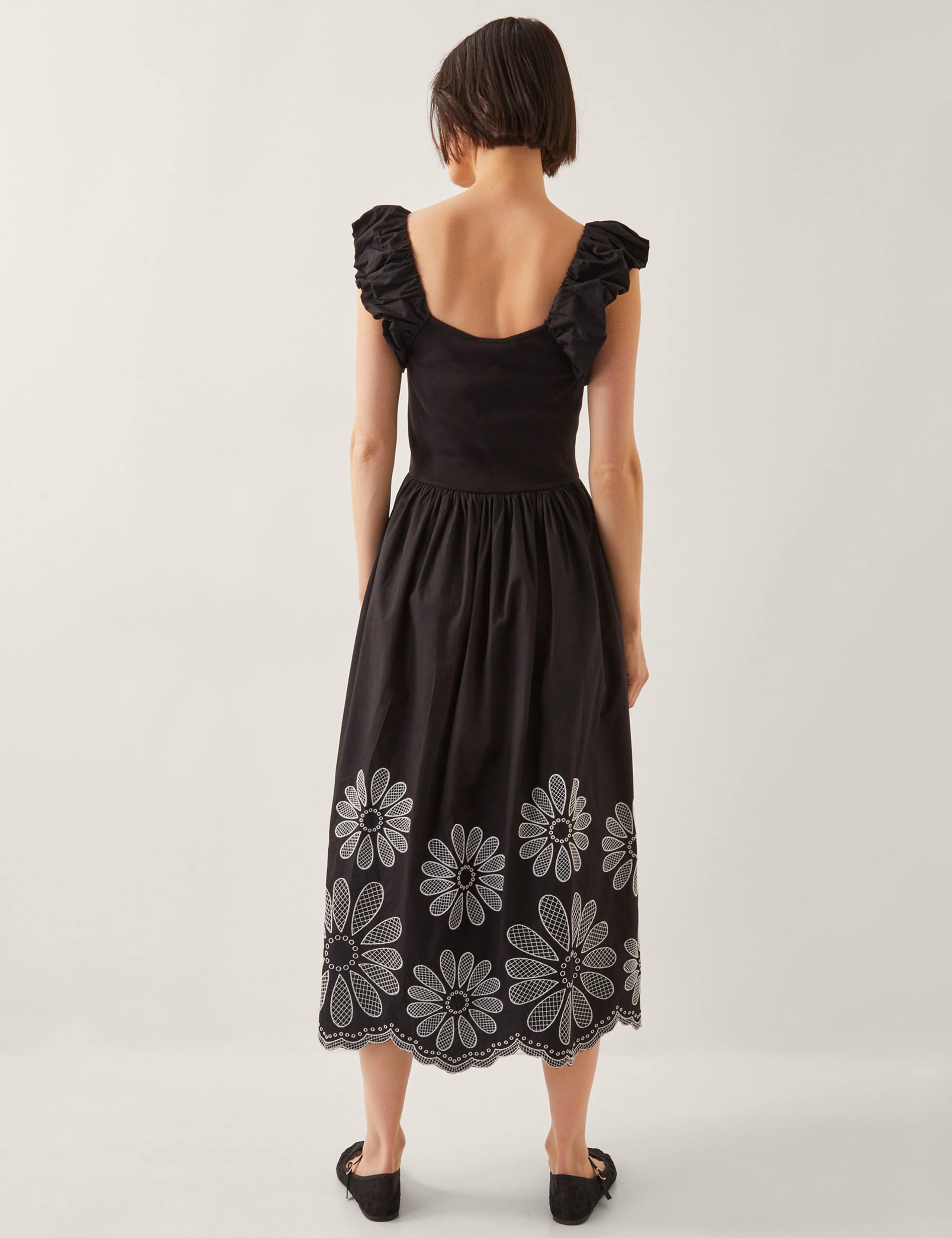 Cotton Rich Embroidered Midi Waisted Dress 5 of 5