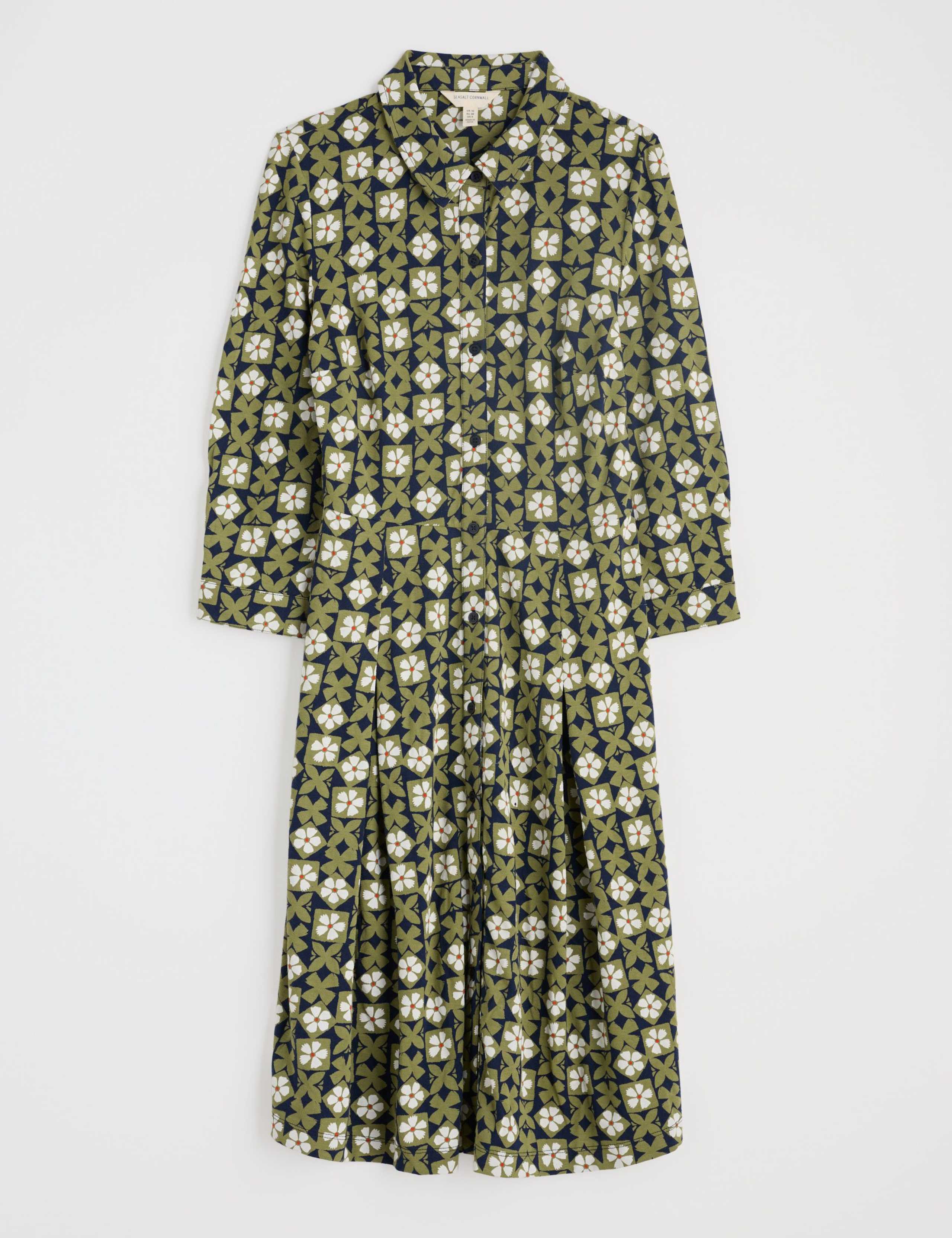 Cotton Rich Floral Knee Length Shirt Dress 2 of 5
