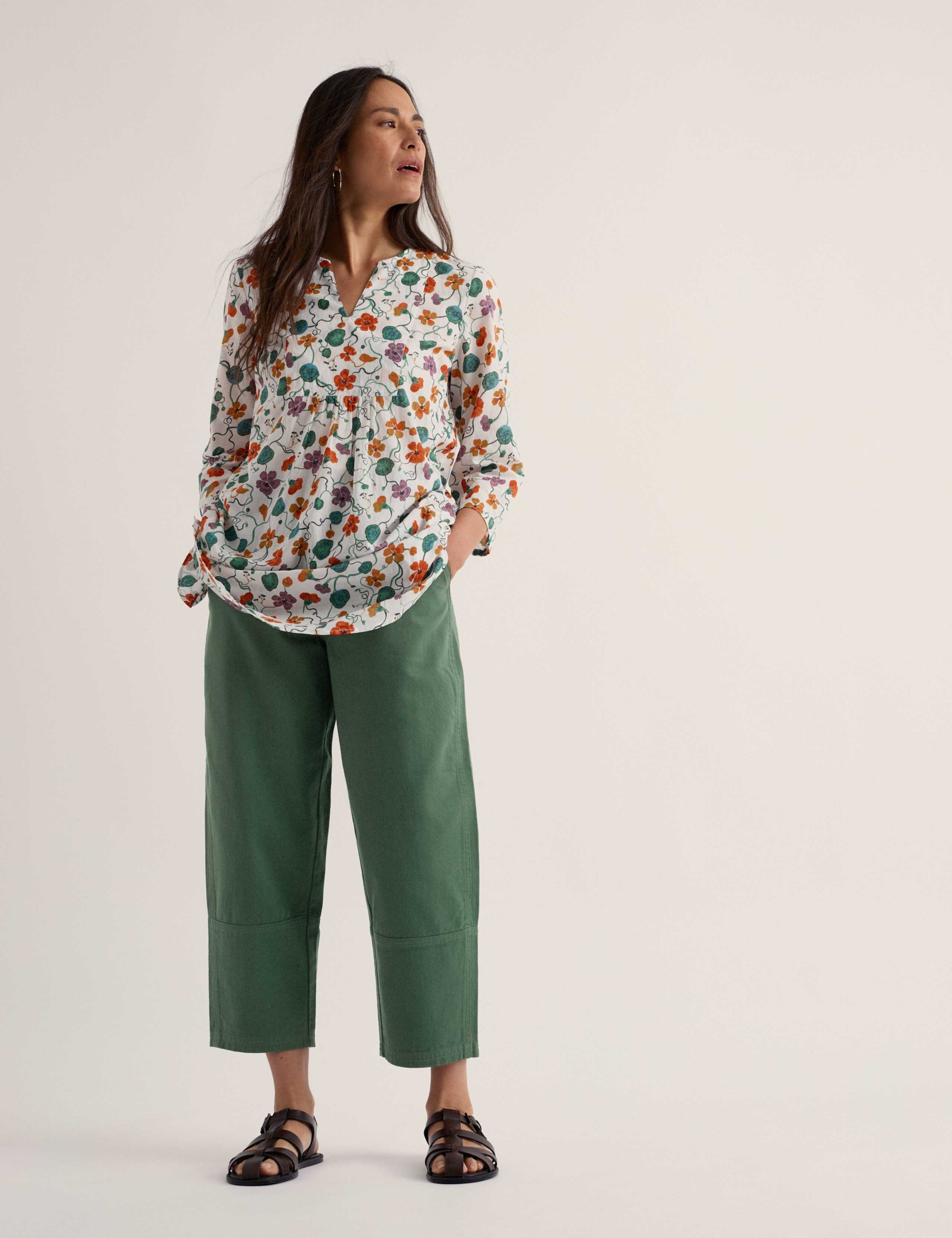 Pure Cotton Floral V-Neck Tunic 1 of 5
