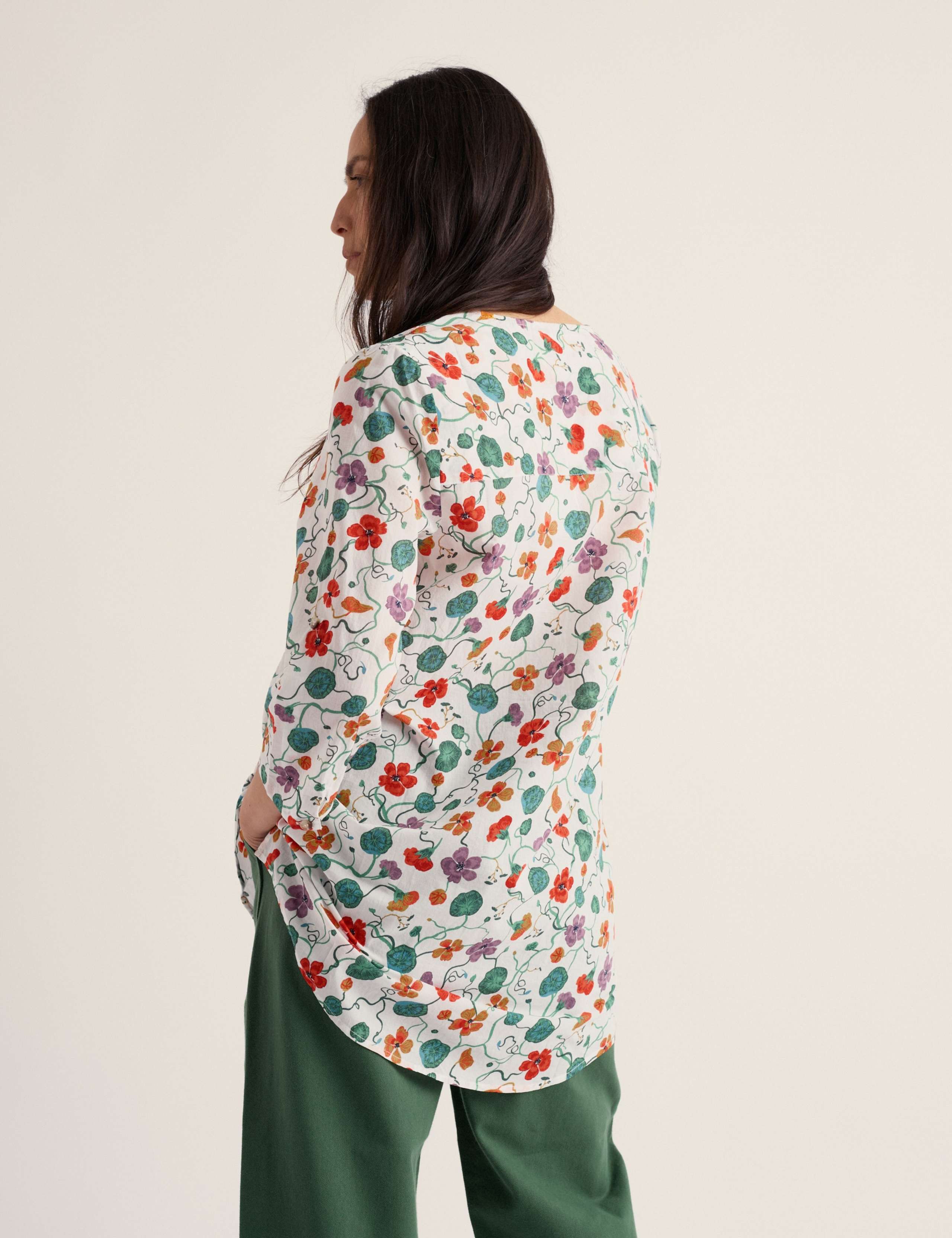 Pure Cotton Floral V-Neck Tunic 4 of 5