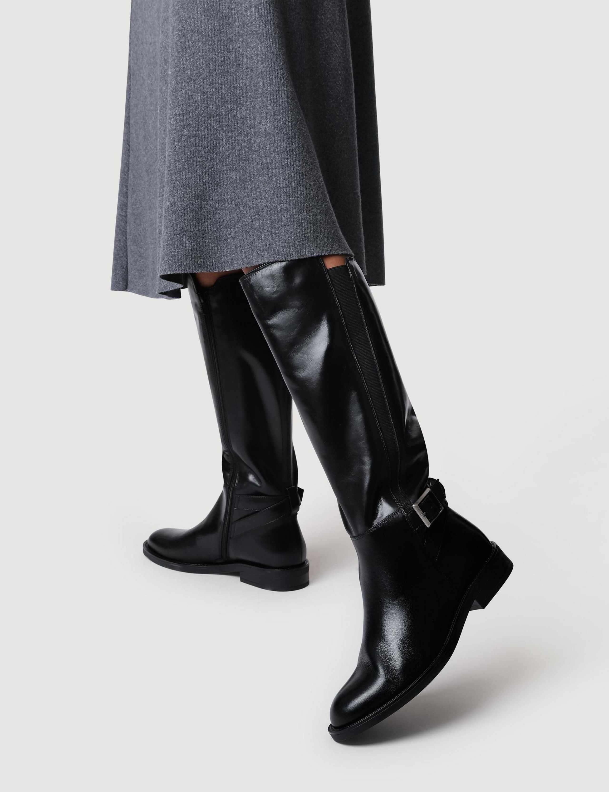 Leather Buckle Knee High Boots 4 of 6
