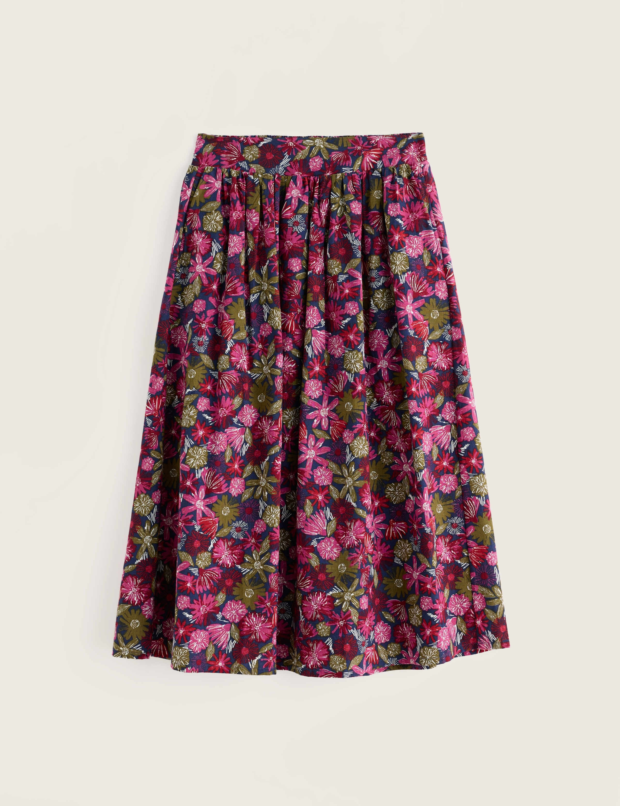 Pure Cotton Floral Midi A-Line Skirt 2 of 5