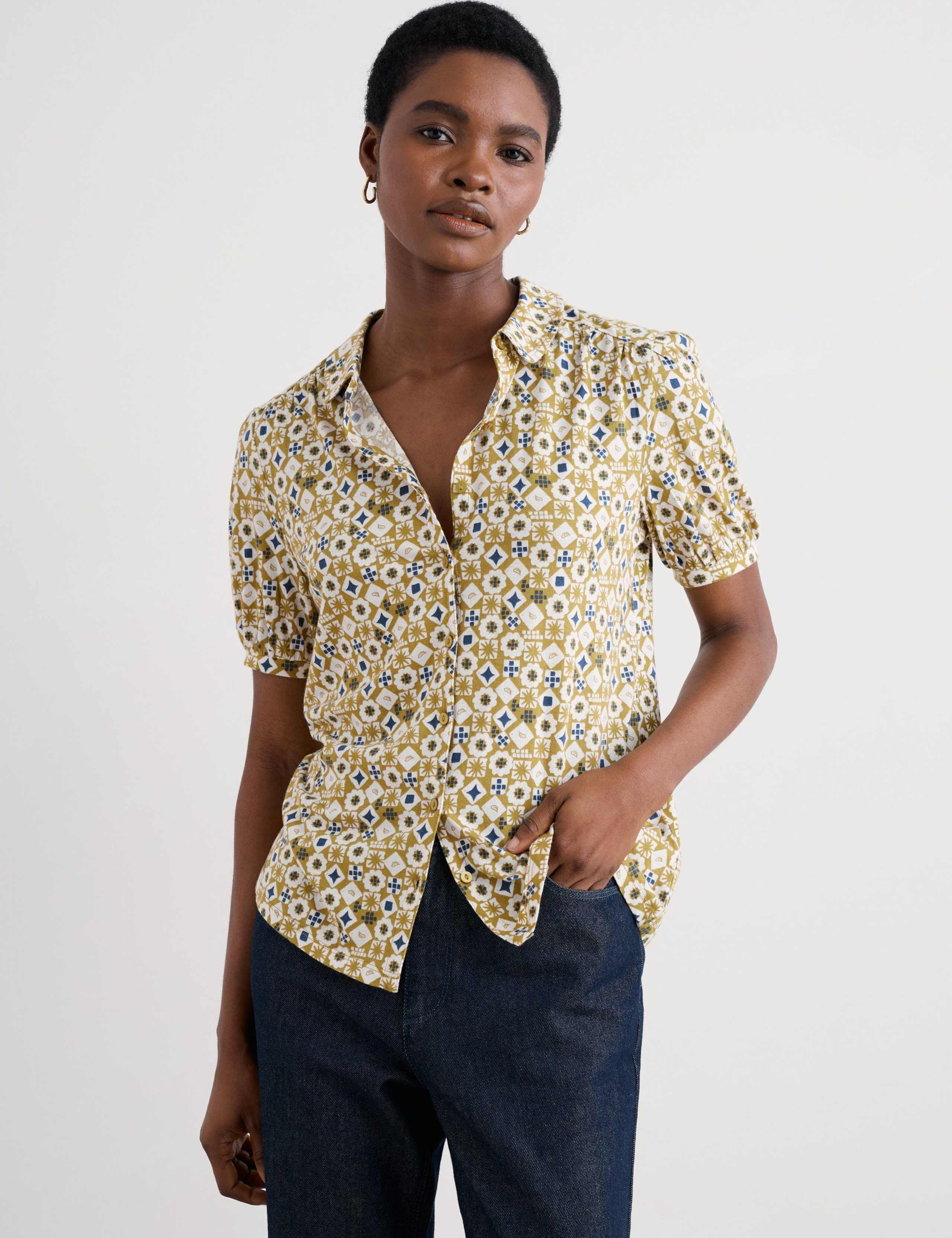 Cotton Rich Geometric Collared Shirt 3 of 5