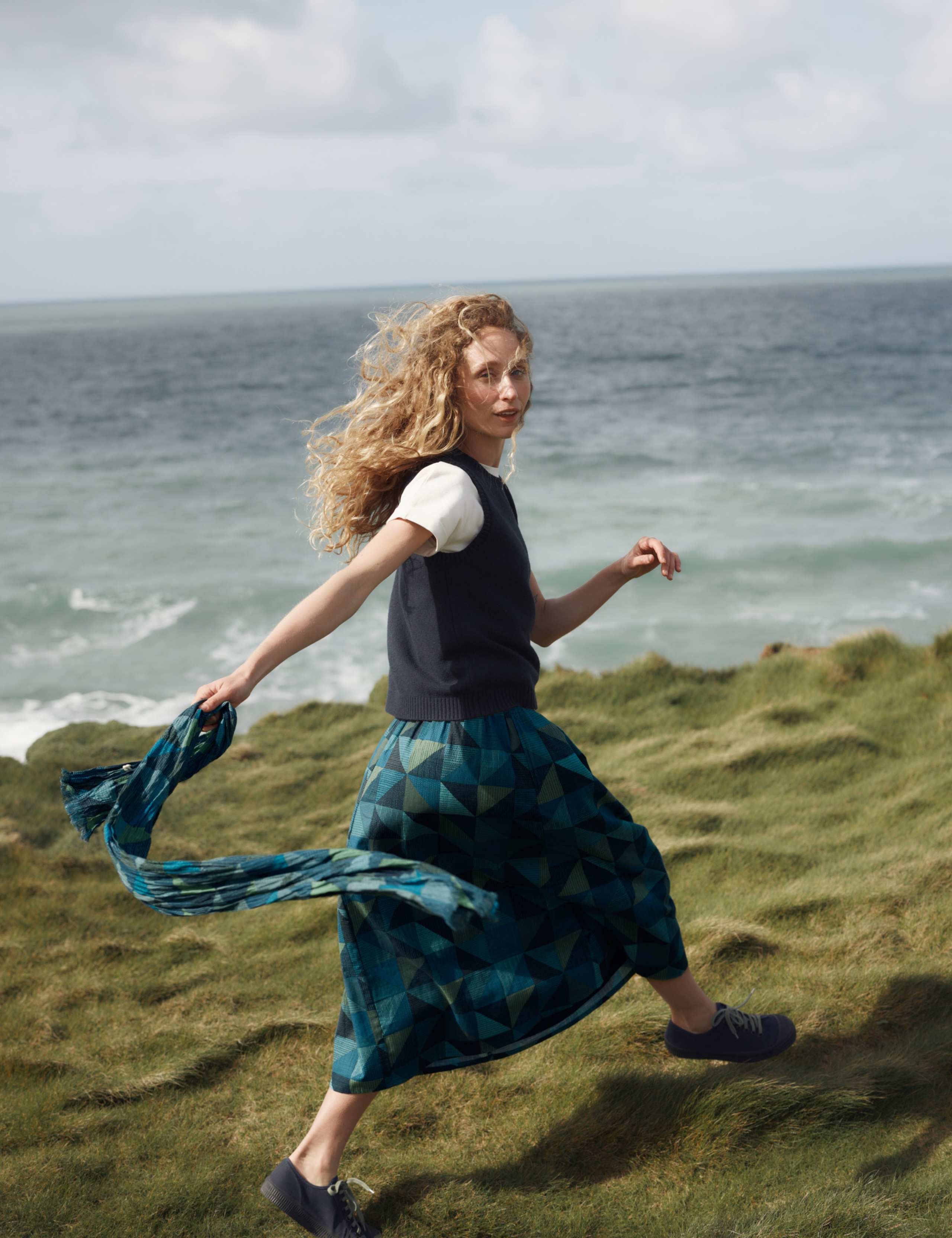 Jersey Geometric Midi A-Line Skirt 1 of 6