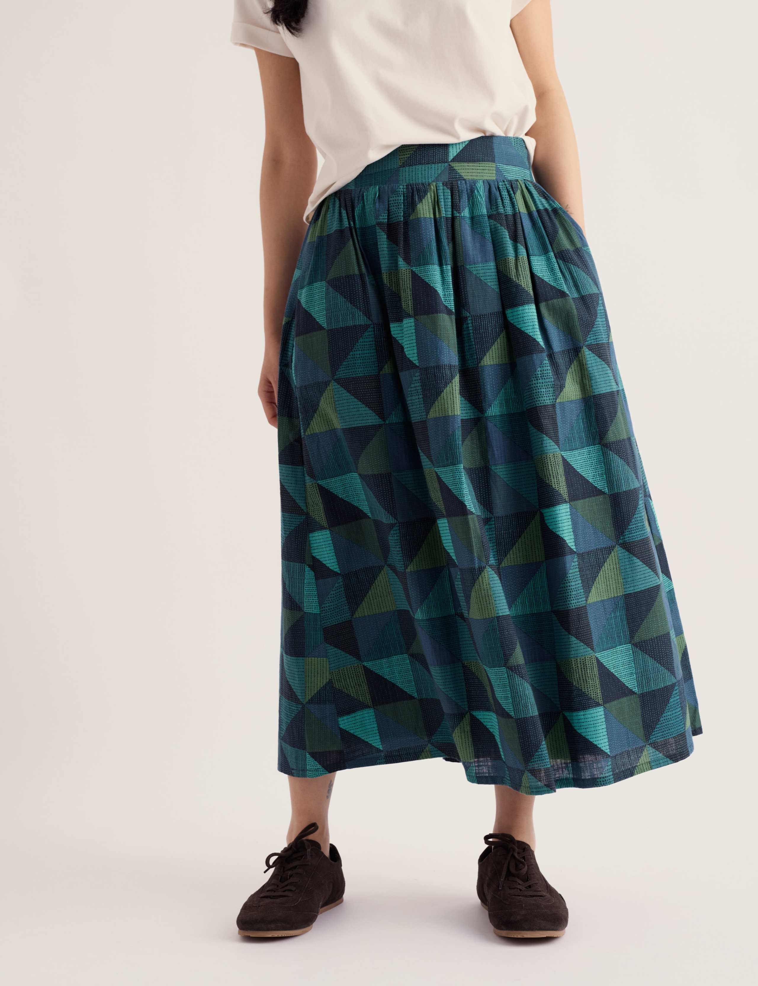 Jersey Geometric Midi A-Line Skirt 4 of 6