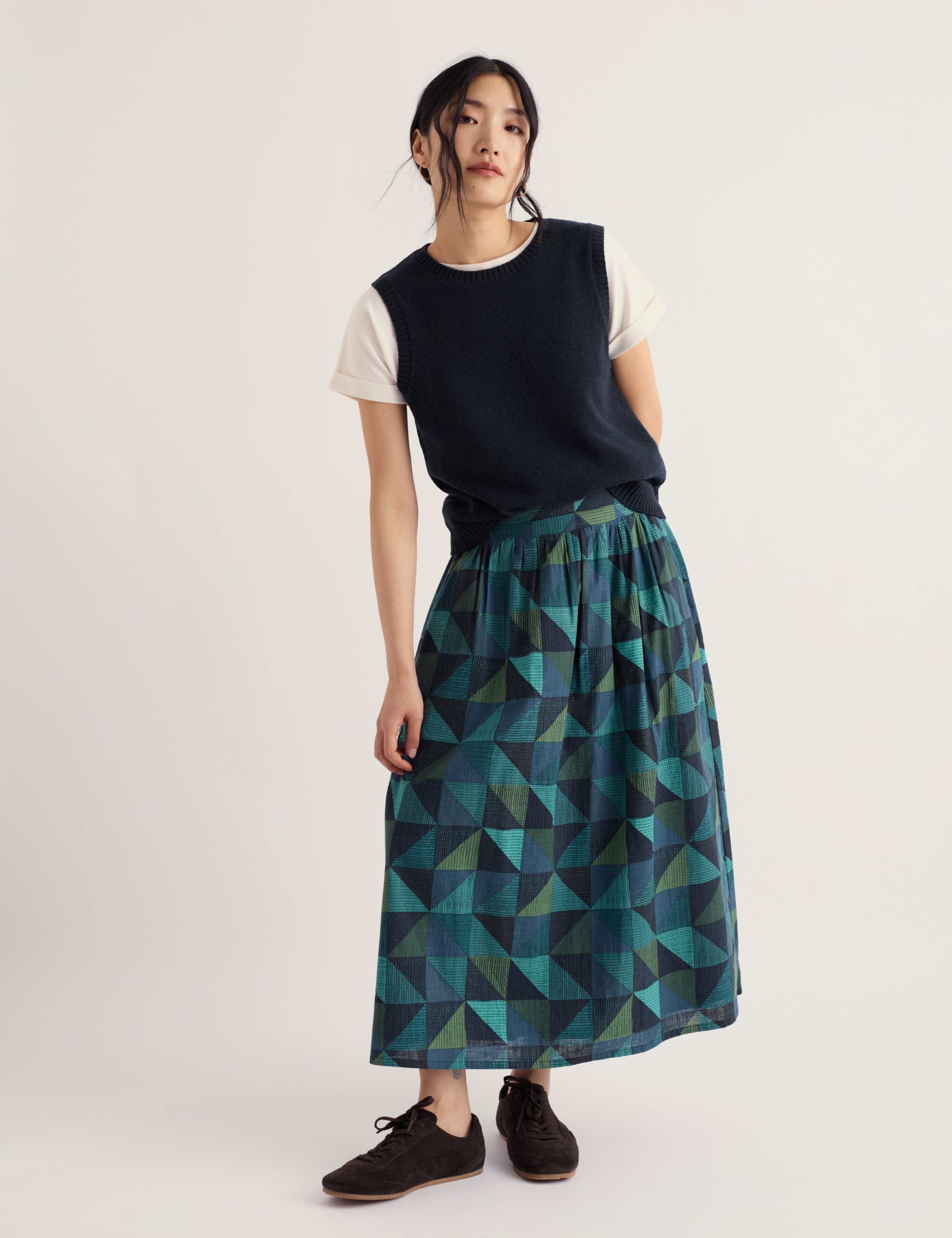 Jersey Geometric Midi A-Line Skirt 5 of 6
