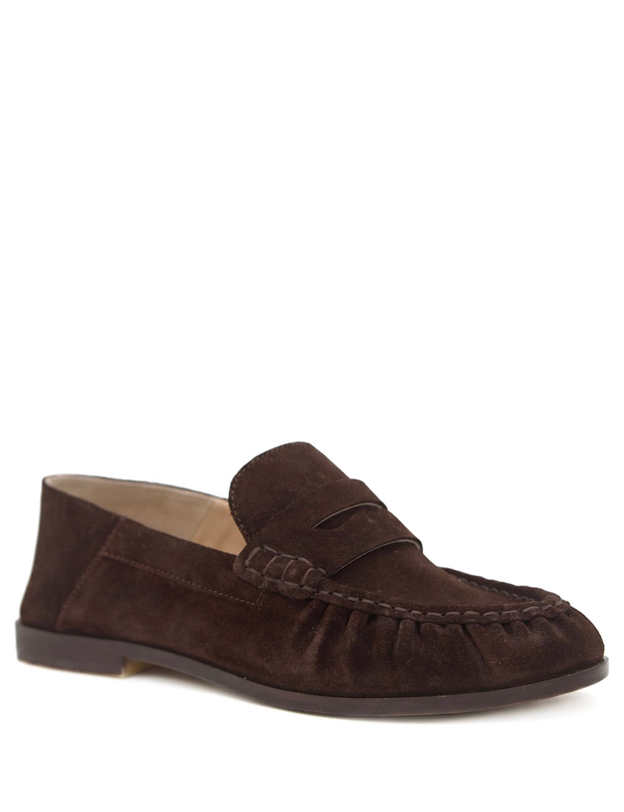 Leather Penny Strap Flat Loafers 2 of 5