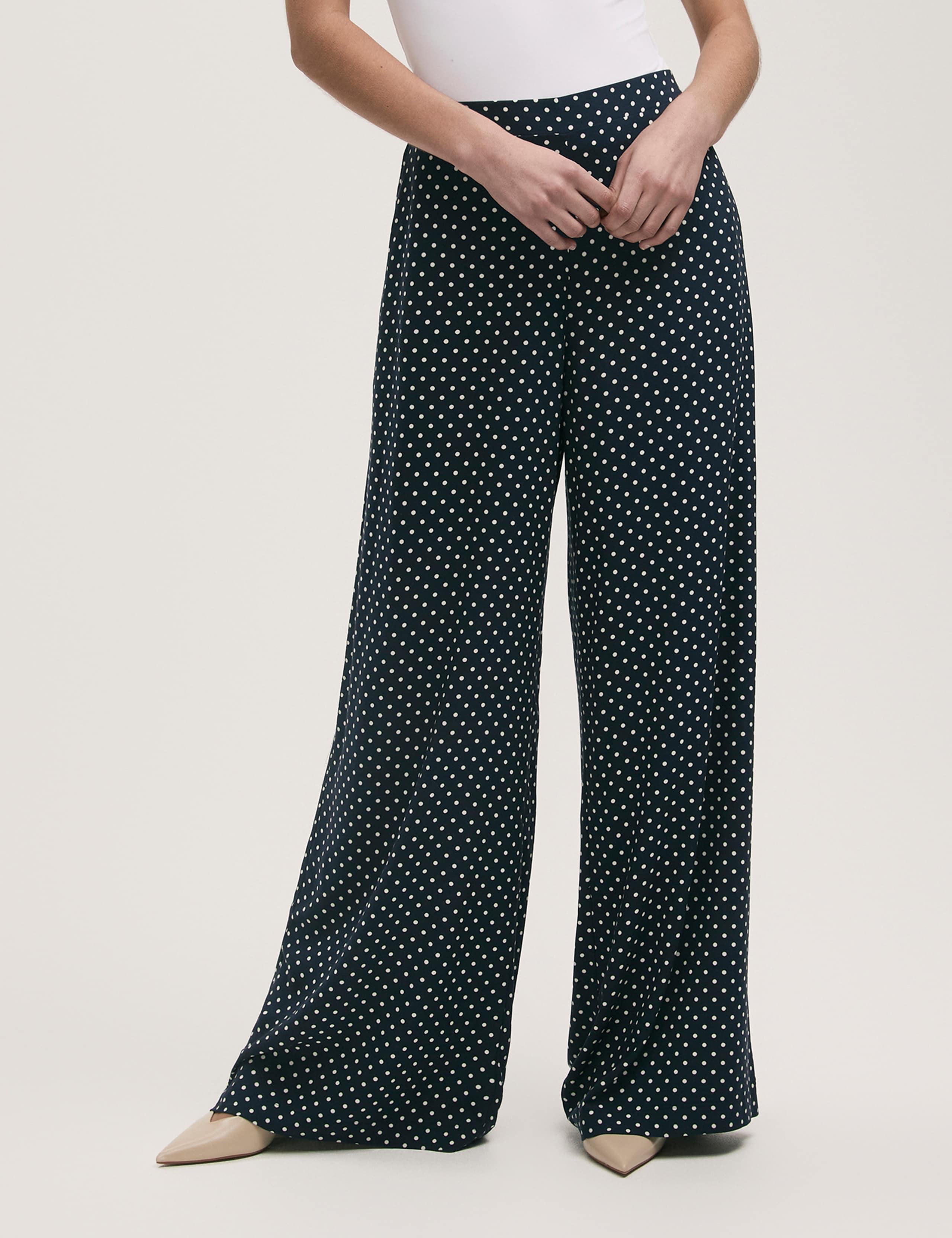 Polka Dot Elasticated Waist Wide Leg Trousers 2 of 4