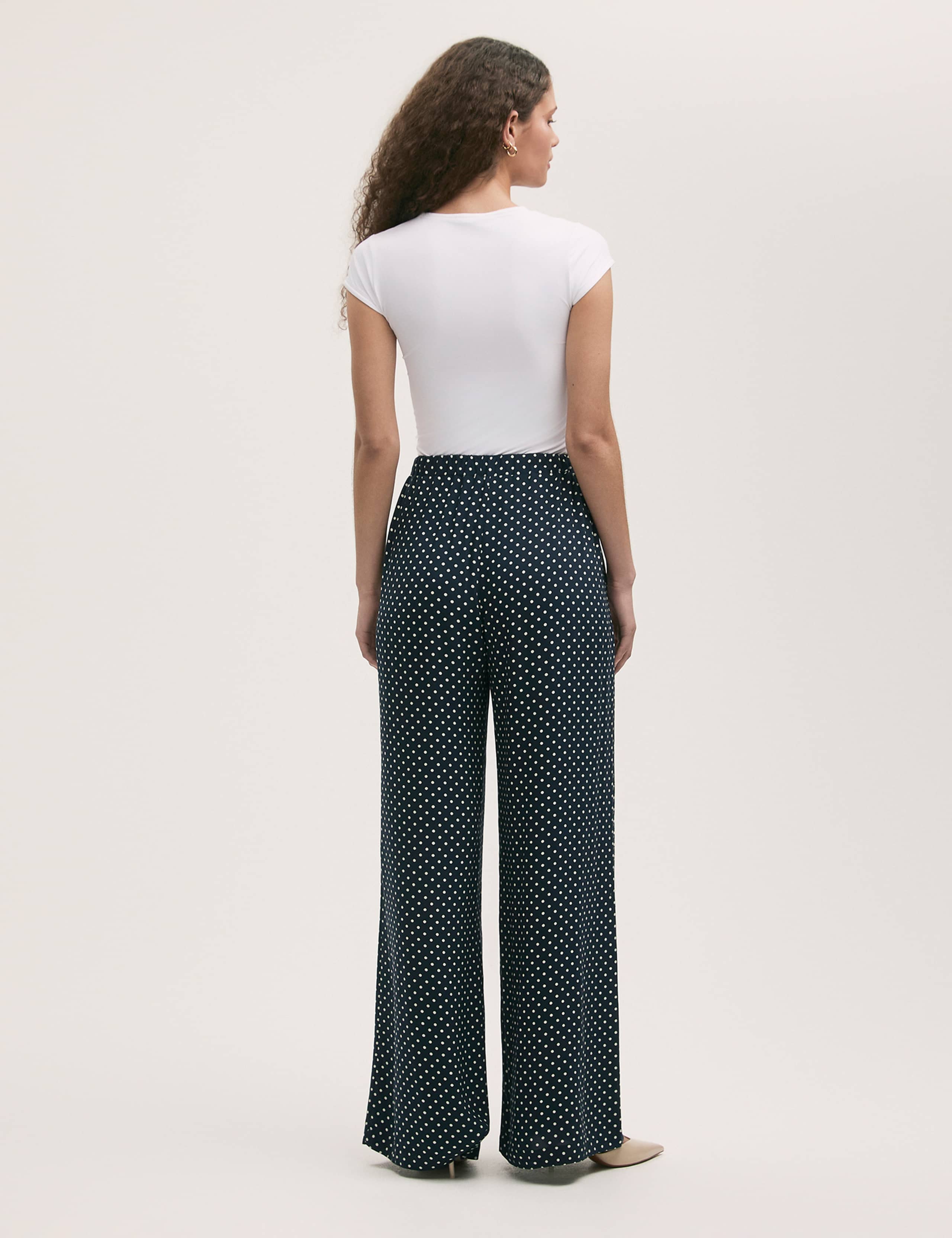 Polka Dot Elasticated Waist Wide Leg Trousers 3 of 4