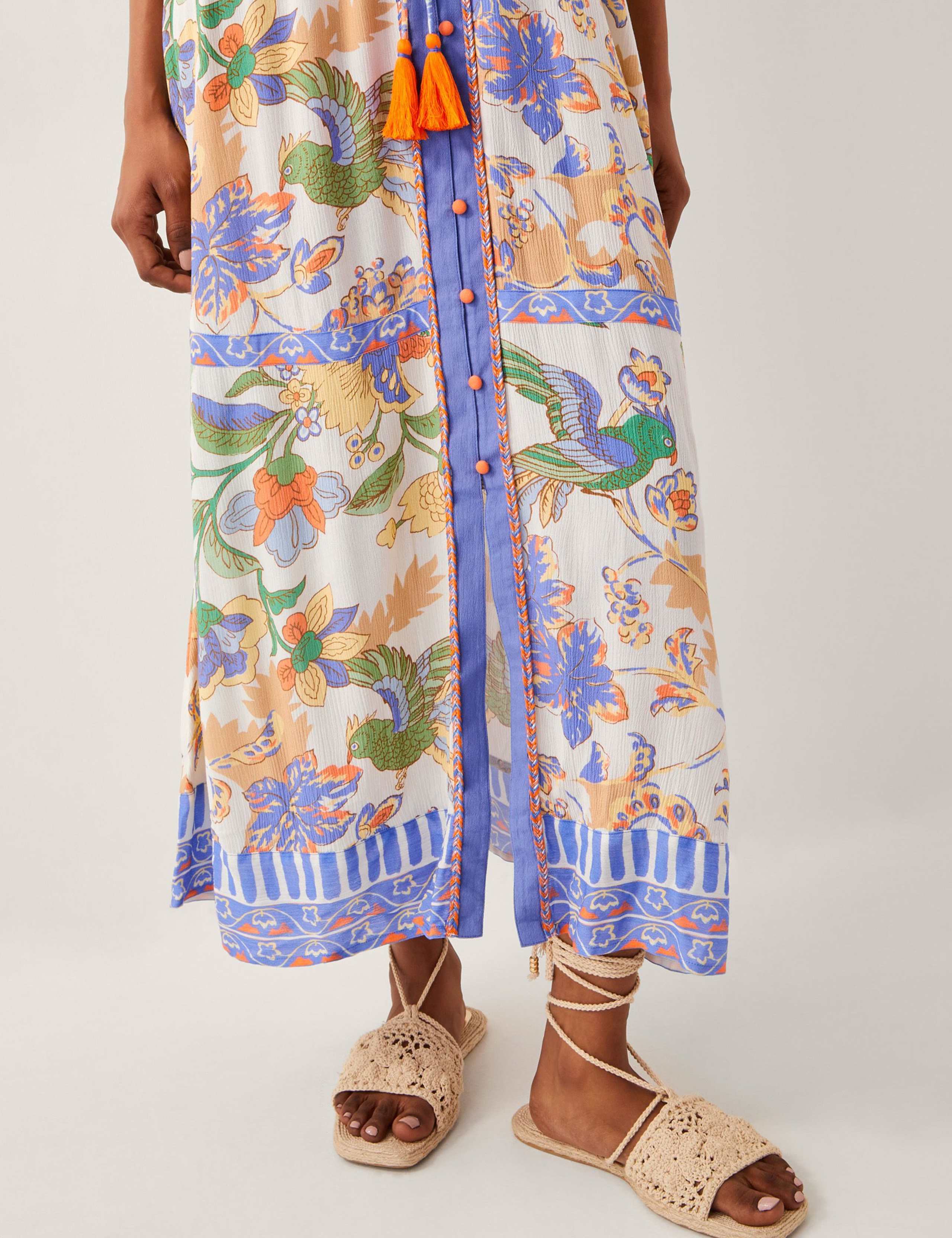 Floral V-Neck Midi Waisted Dress 4 of 4