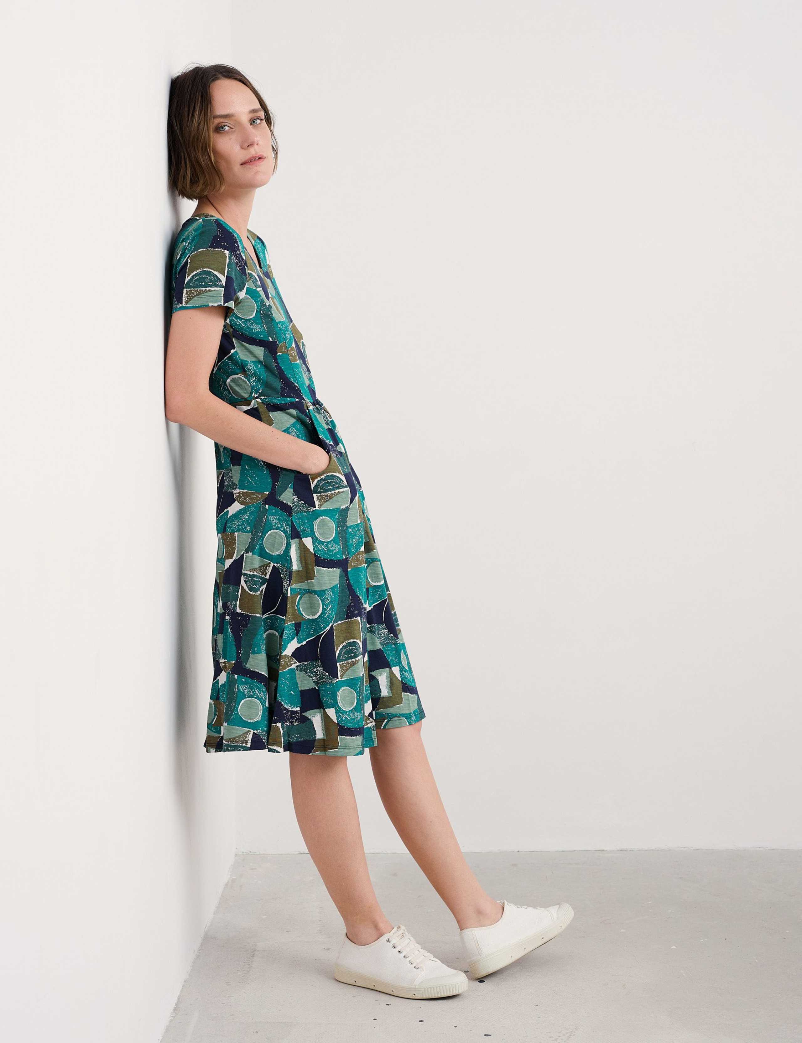 Pure Cotton Printed Scoop Neck Skater Dress 4 of 6