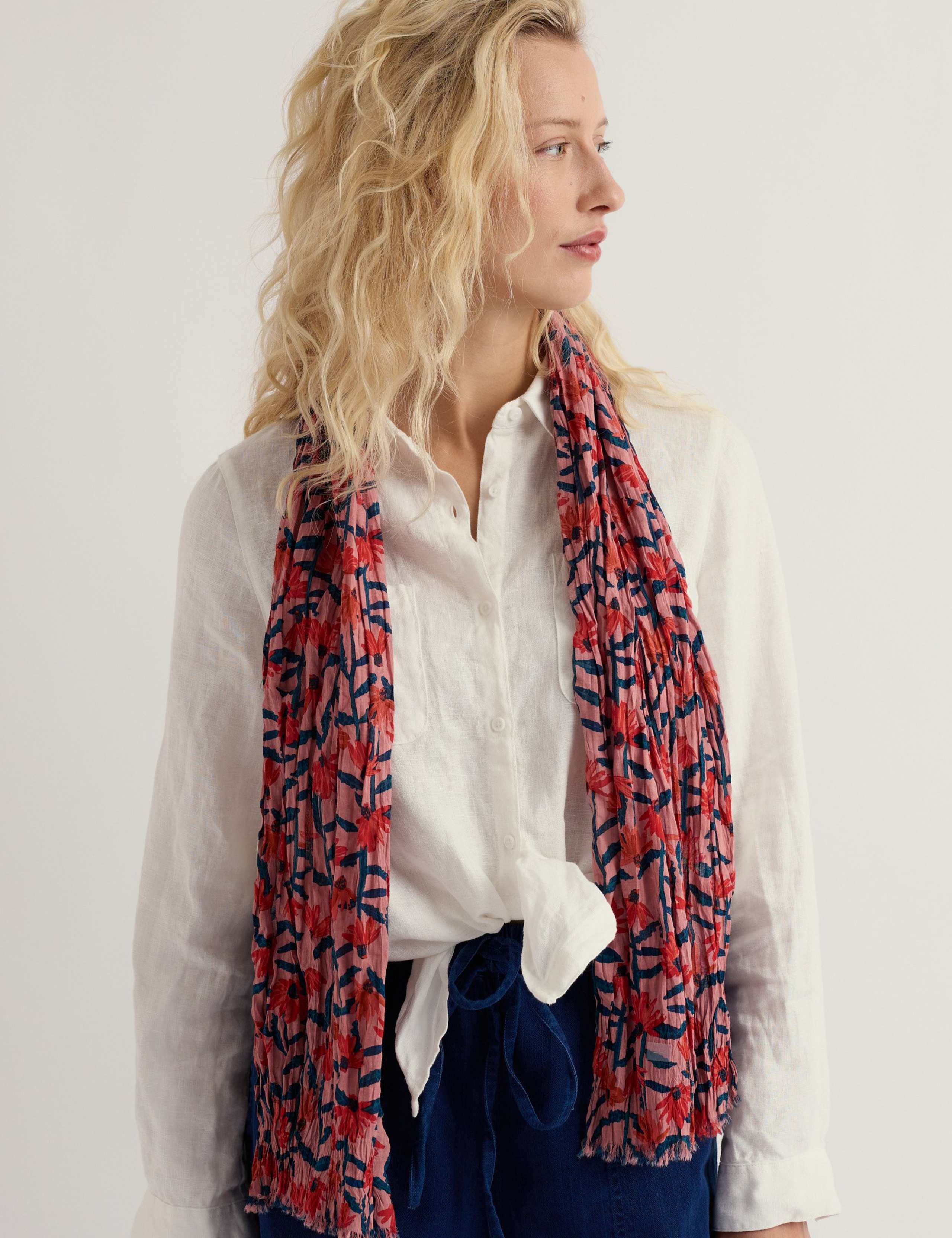 Pure Cotton Floral Scarf 3 of 5
