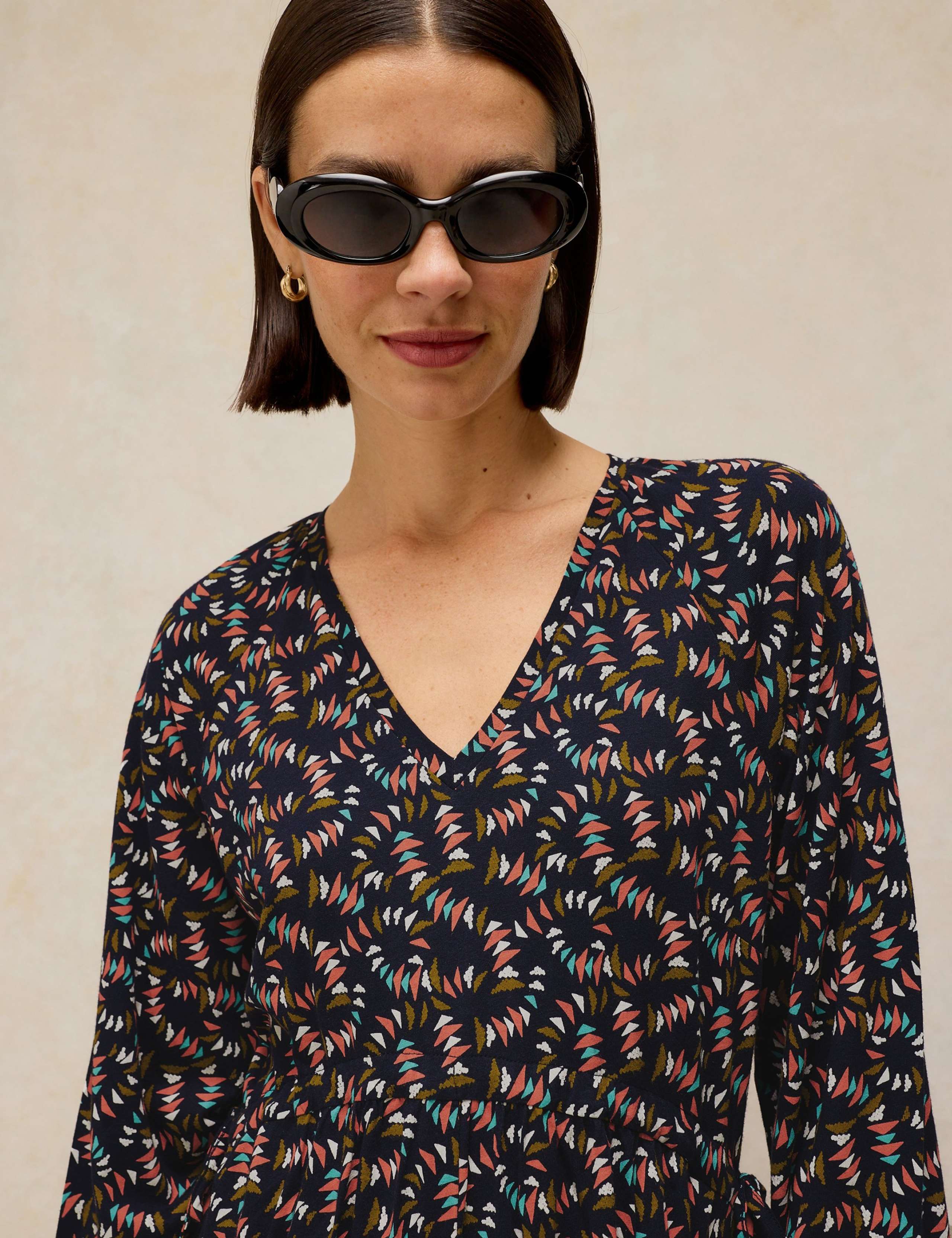 Jersey Printed V Neck Midi Tea Dress 4 of 6