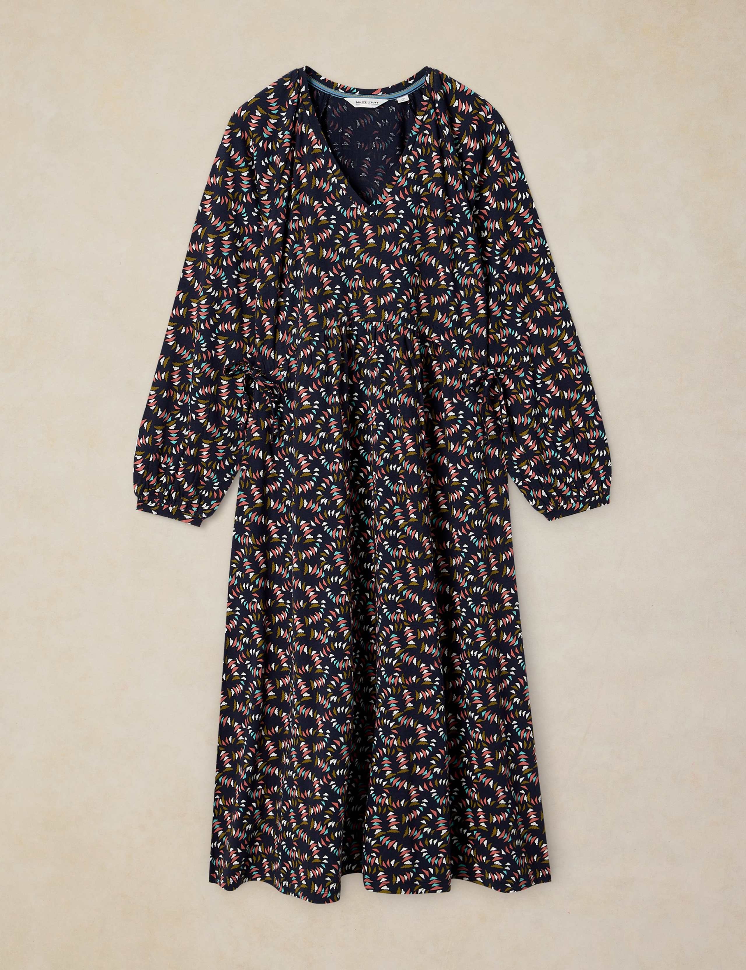 Jersey Printed V Neck Midi Tea Dress 2 of 6