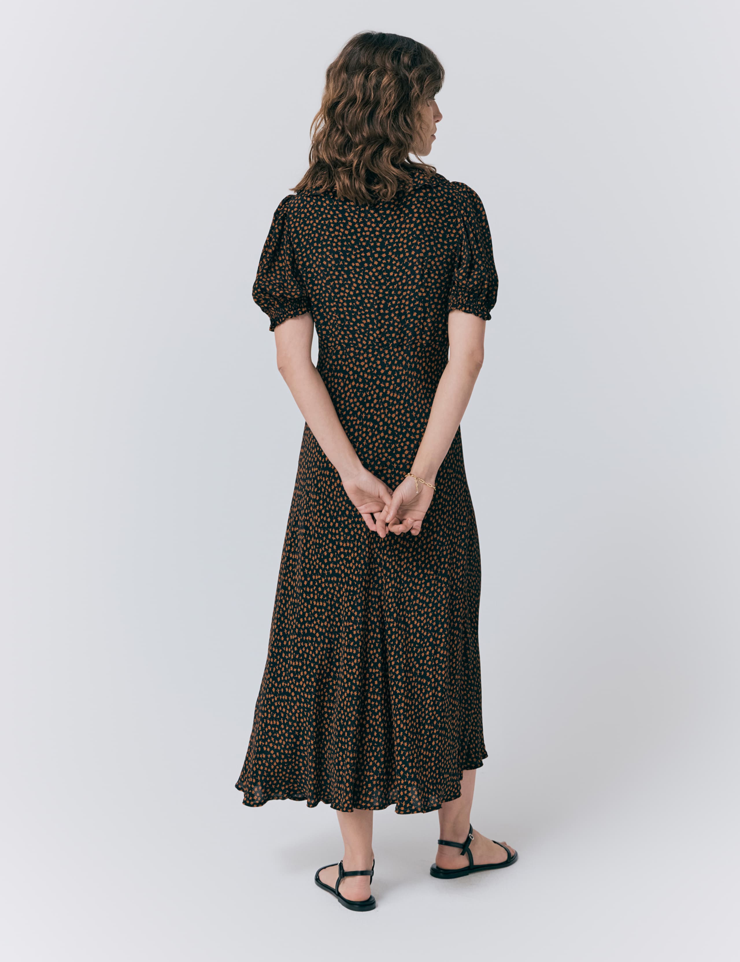 Floral Ruffle Collar Midi Smock Dress 2 of 4